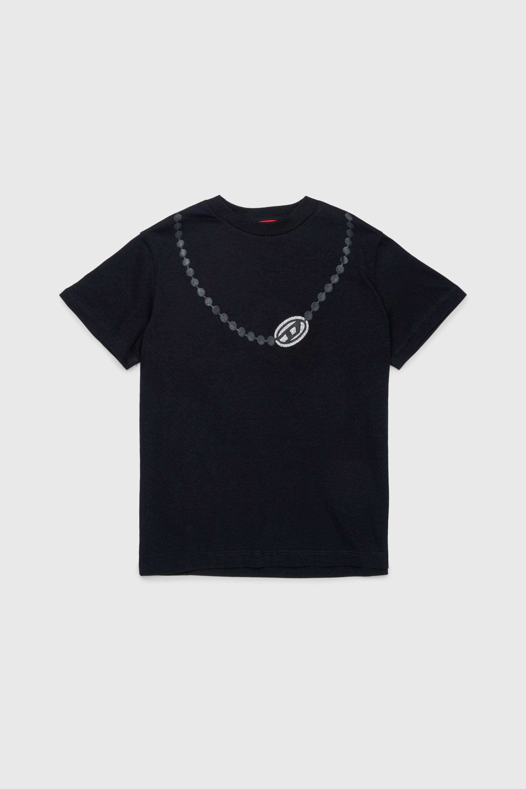 Diesel - TICLA, Woman's Cotton T-shirt with necklace print in Black - 1