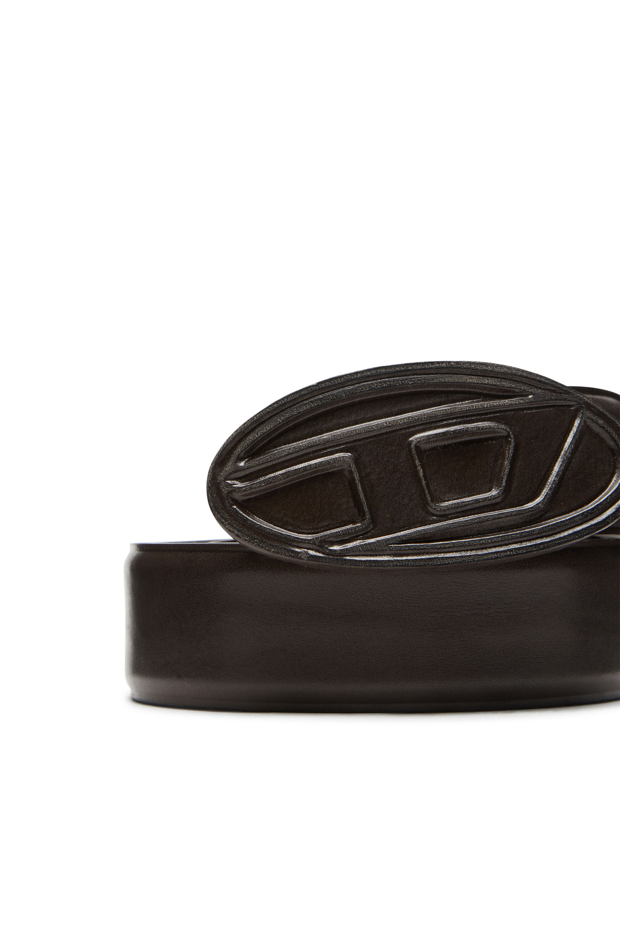 B-1DR: Leather Belt with silver D logo buckle | Diesel