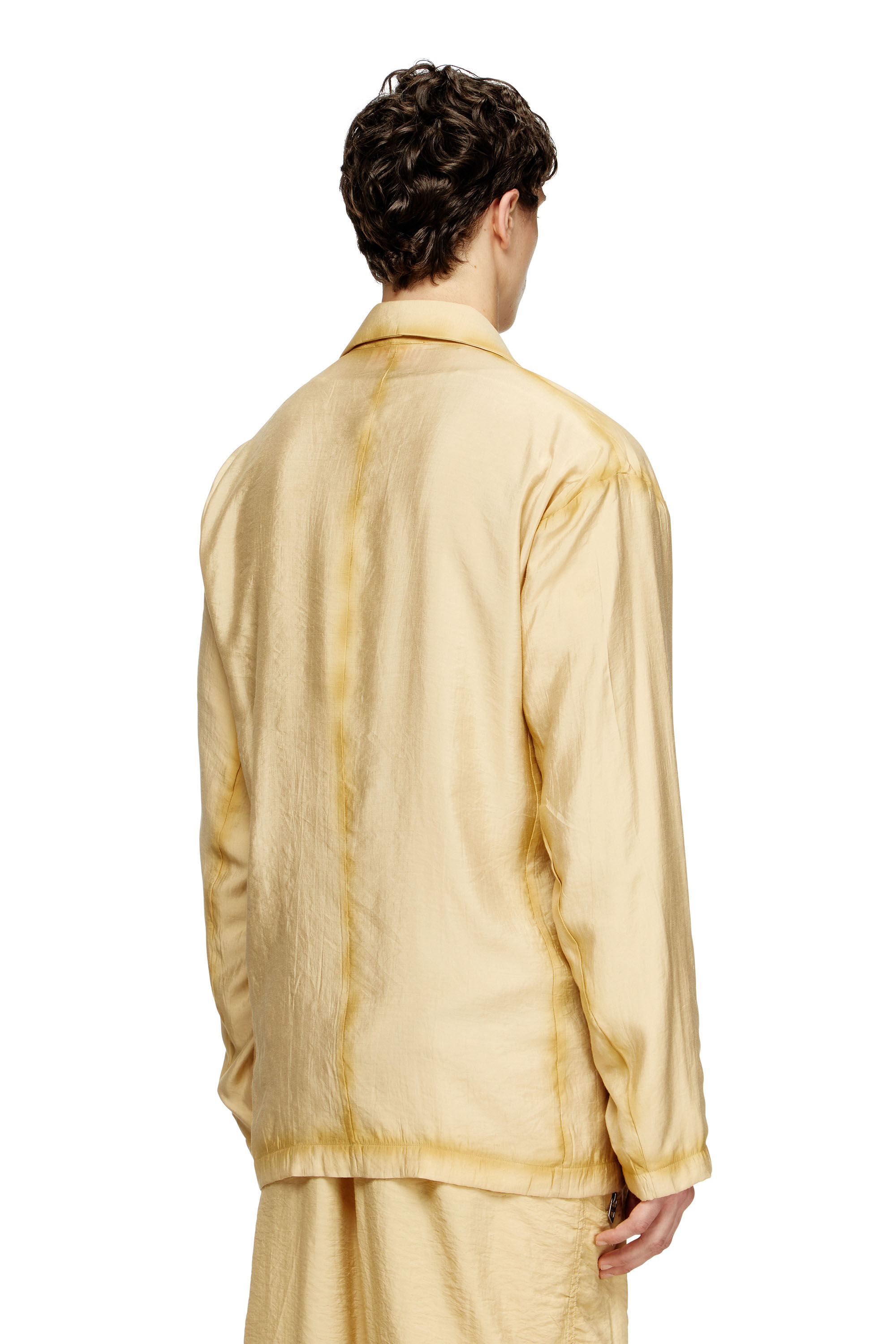 Men's Double-breasted blazer in wrinkled shell | Beige | Diesel