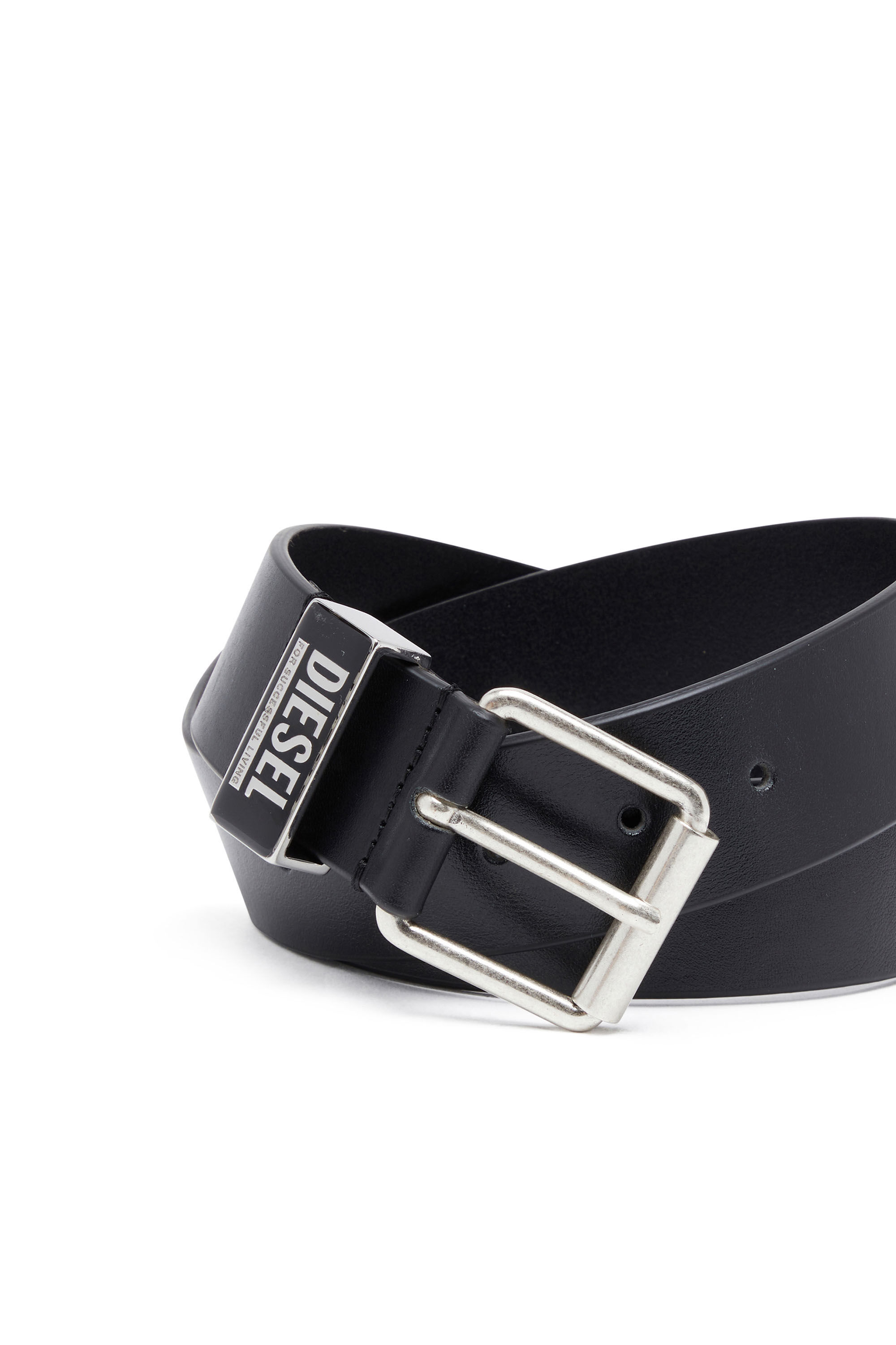 商品画像：Men's Leather belt with enamelled logo loop | Diesel 5