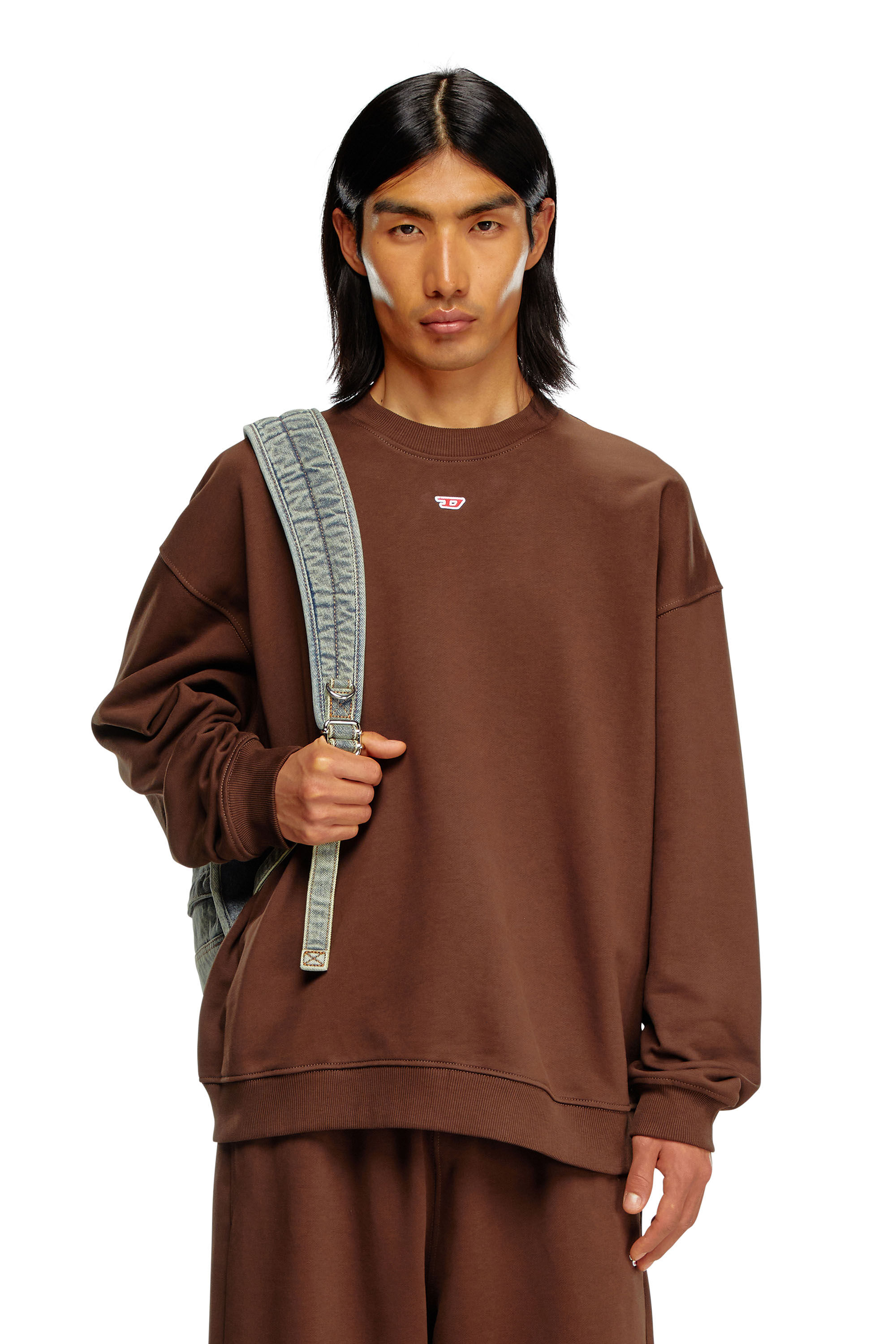 Men's Sweatshirt with D logo patch | Brown | Diesel Men's Sweatshirt with D logo patch | Brown | Diesel