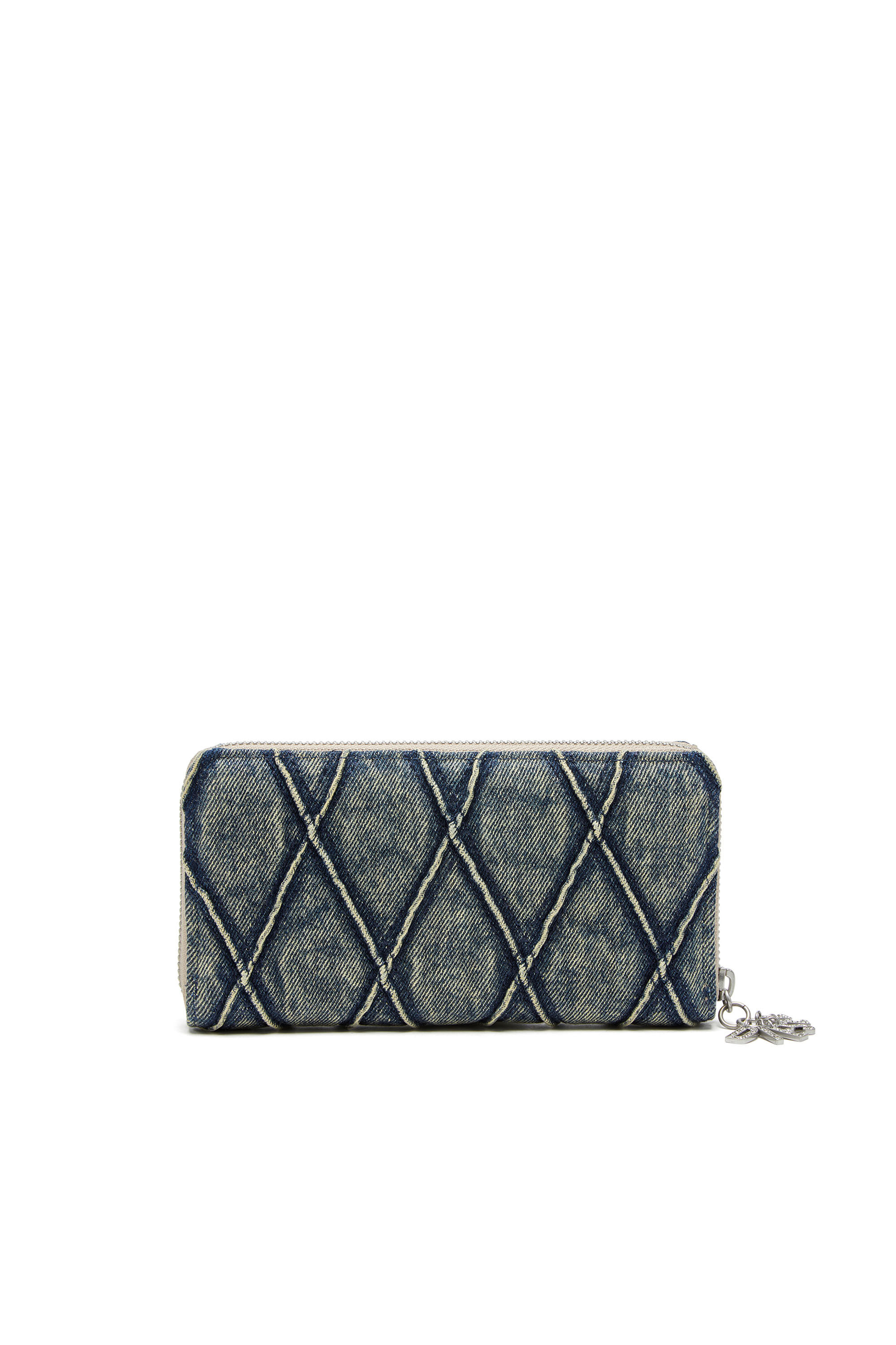 Women's Zip wallet in Argyle quilted denim | Blue | Diesel