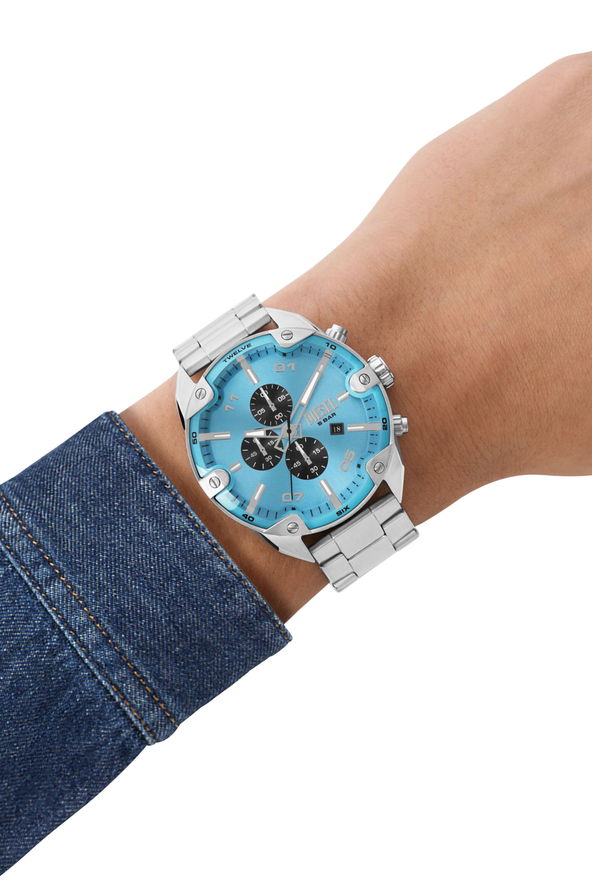 Men's Spiked chronograph stainless steel watch | Silver | Diesel HU