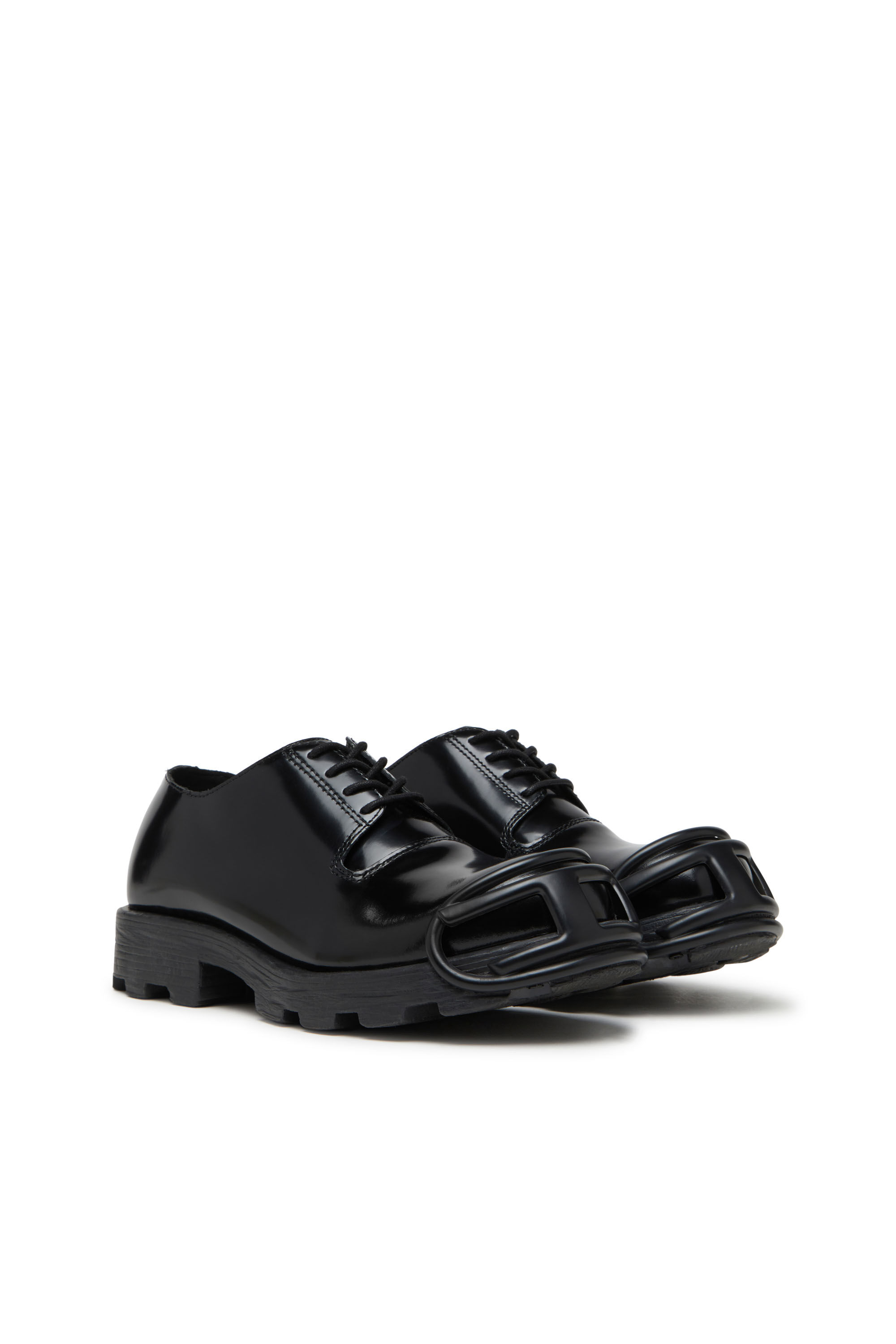 Men's D-Hammer-Leather lace-up shoes with oval D toe cap | Black