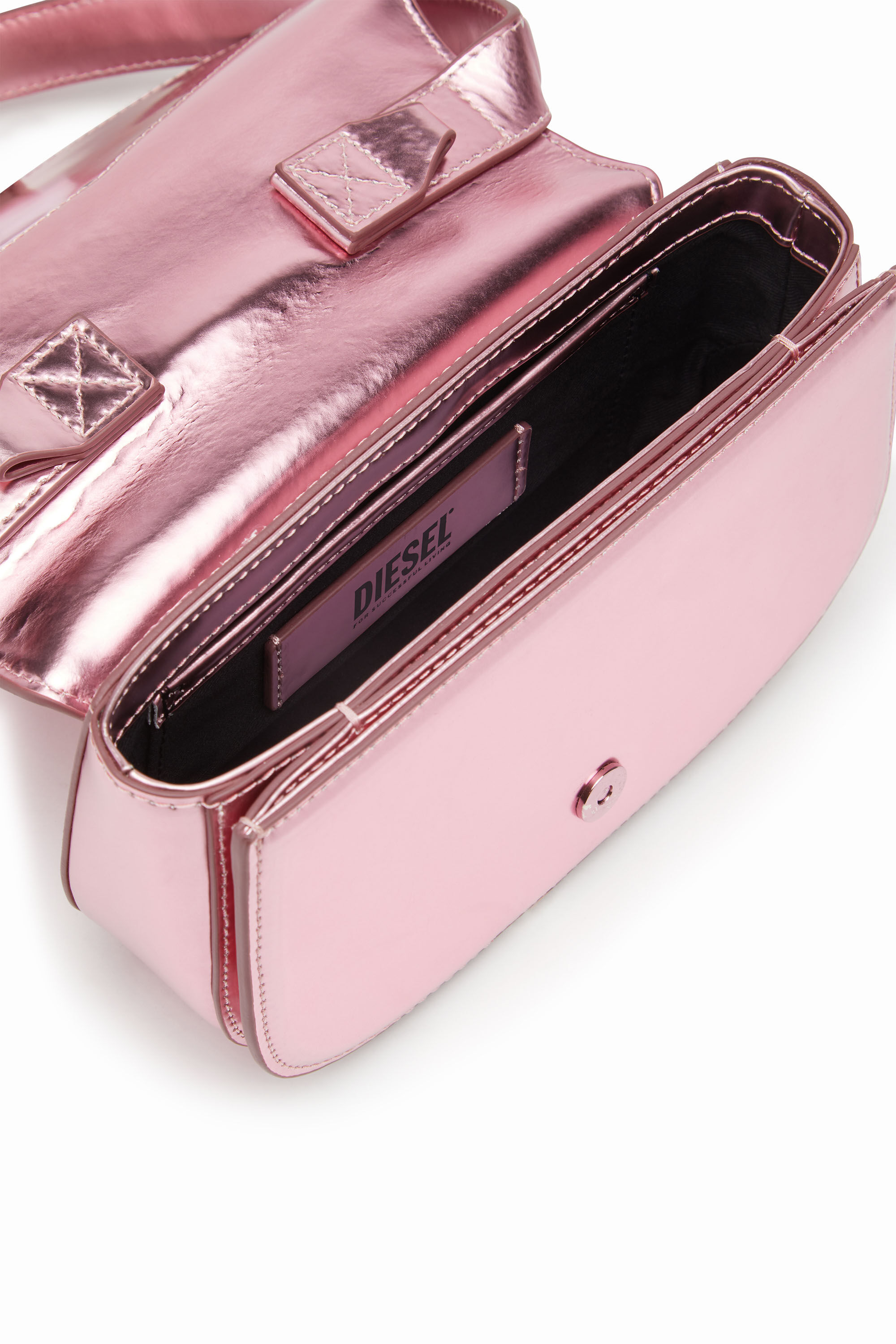 Women's 1DR-Iconic shoulder bag in mirrored leather | Pink