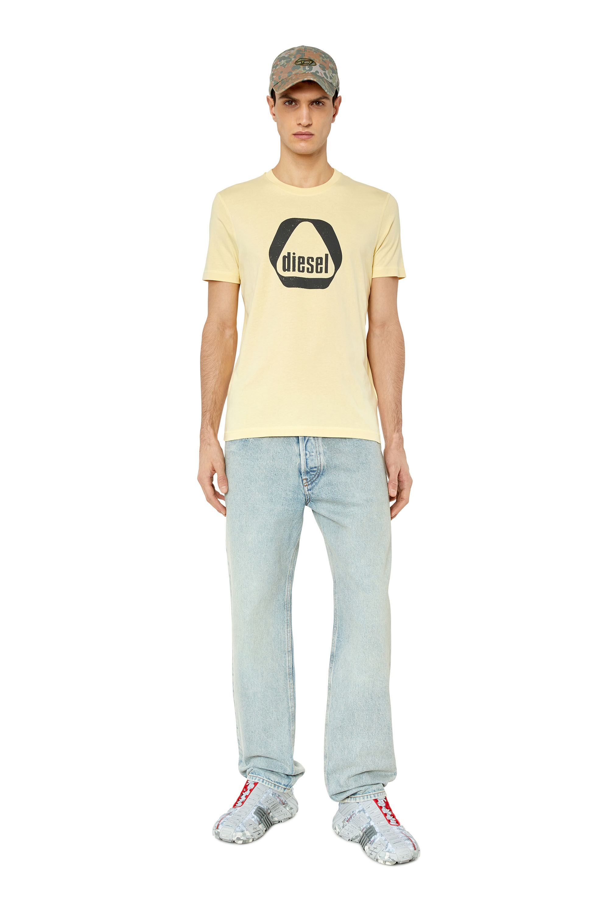 Diesel - T-DIEGOR-G10, Man's T-shirt with utility logo print in Beige - 1