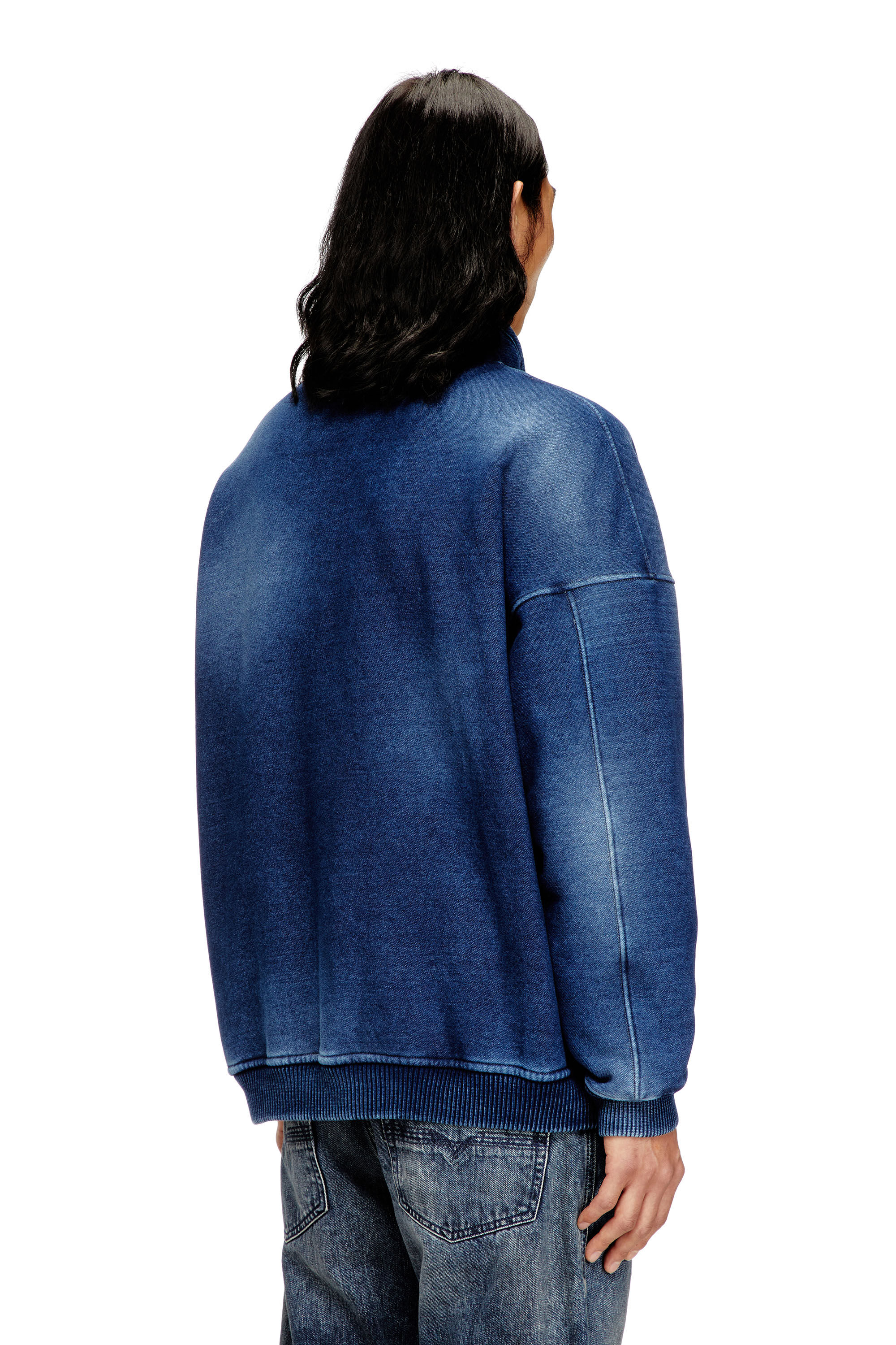 Diesel - S-BATEL-V1, Man's Teddy-lined zip jacket with denim effect in null - 4