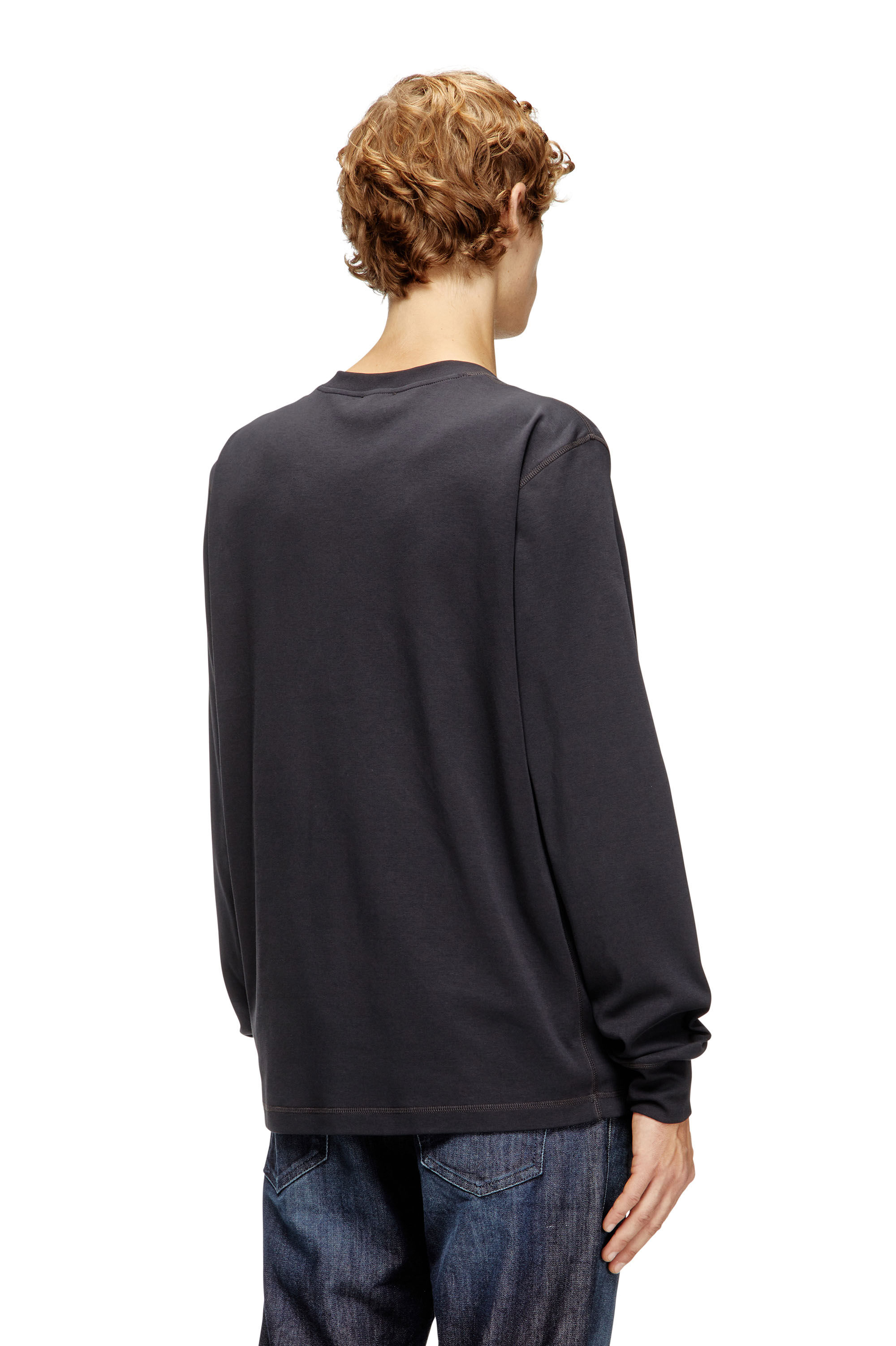 DIESEL ダークグレー 長袖Tシャツ Men's Cotton long-sleeve T-shirt with Oval D | Grey | Diesel