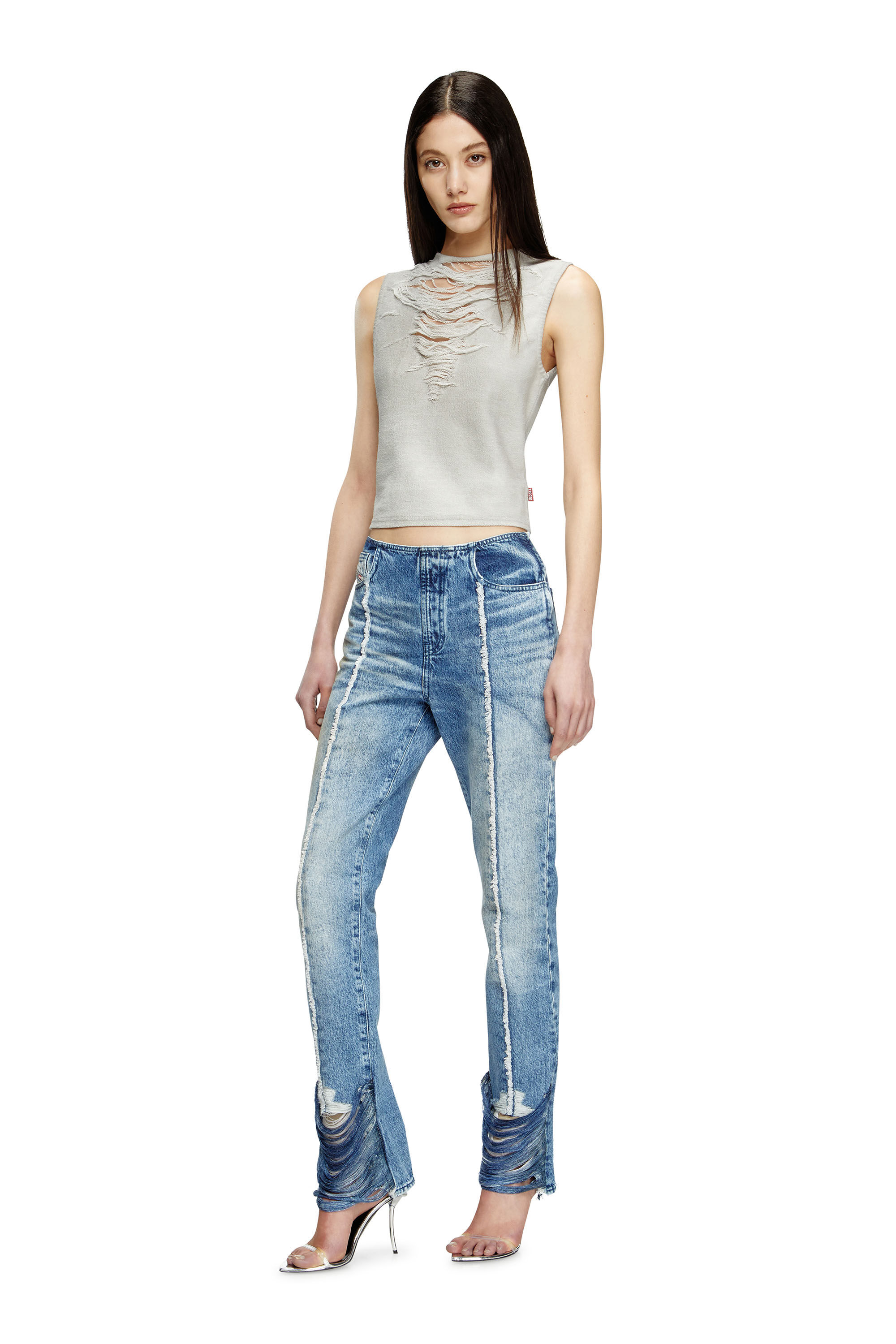 パンツ DIESEL Woman Pants Gnawed Blue A179340CMBM 01 Women's Bootcut Jeans | Medium blue | Diesel D-Ebush