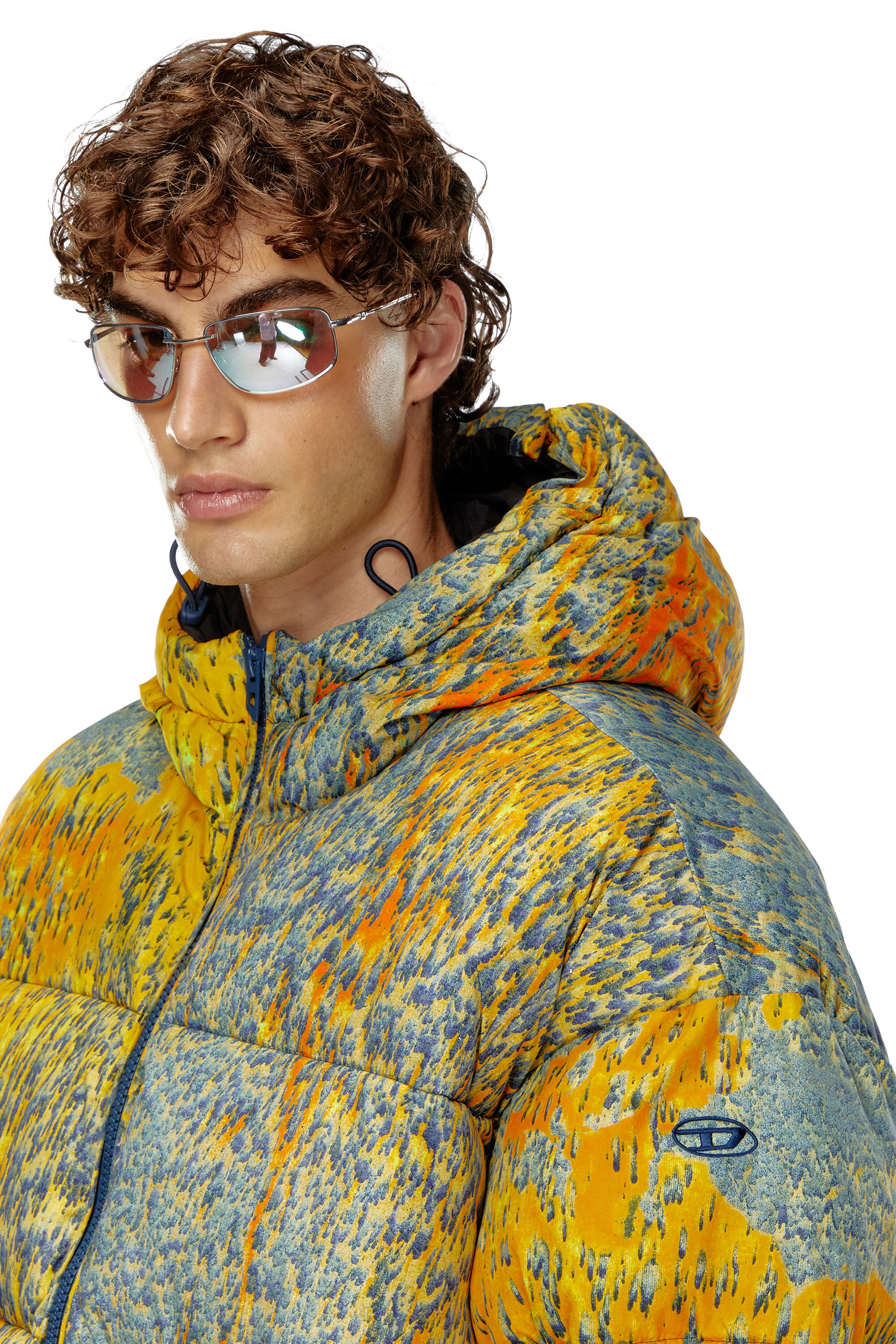 Men s Puffer jacket with acid rain effect Multicolor Diesel