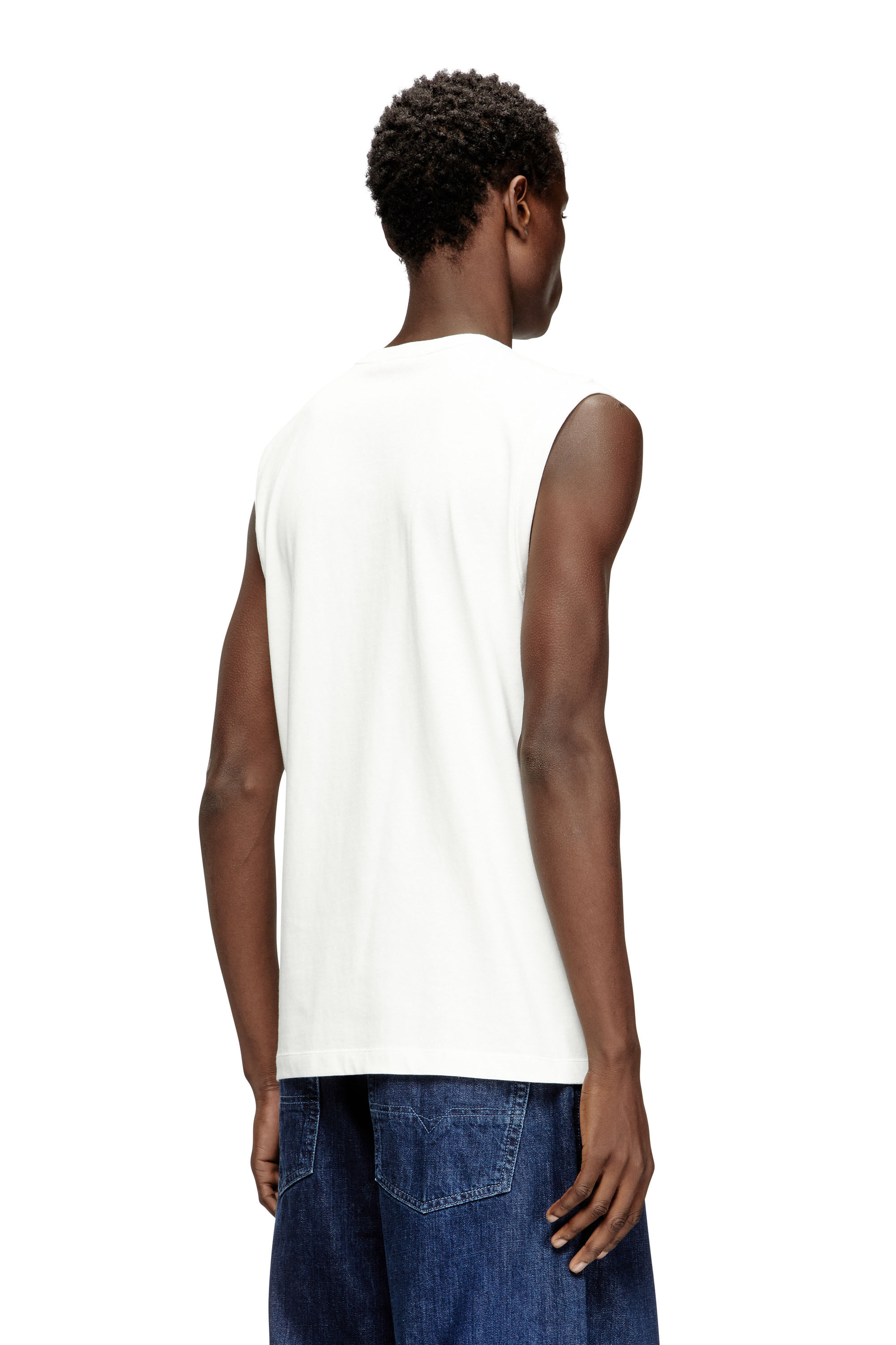 Diesel - T-BISCO-IOD, Man's Sleeveless cotton top with metallic Oval D in White - 4