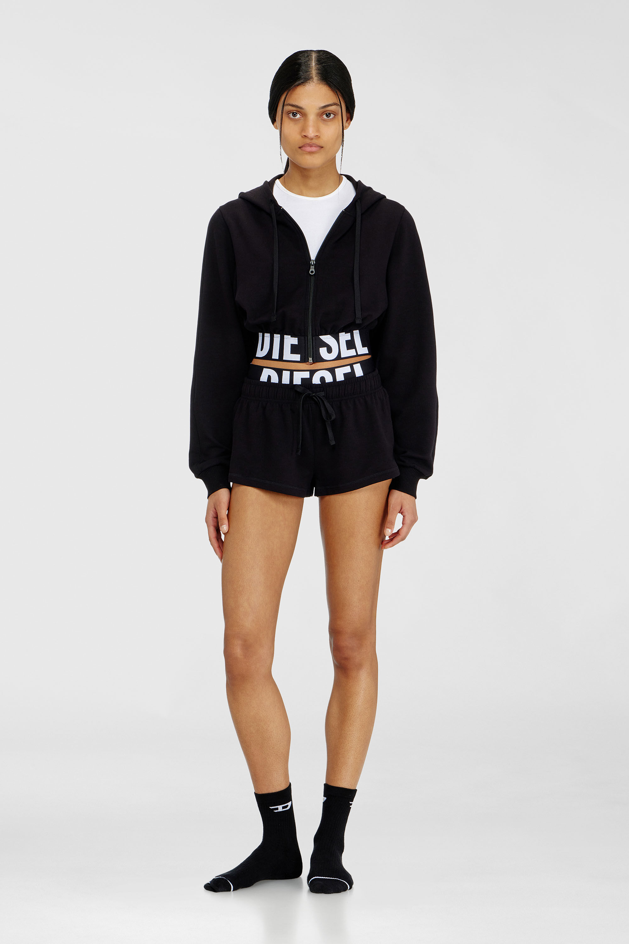 Women's Cropped hoodie with logo band | Black | Diesel {{Country}}