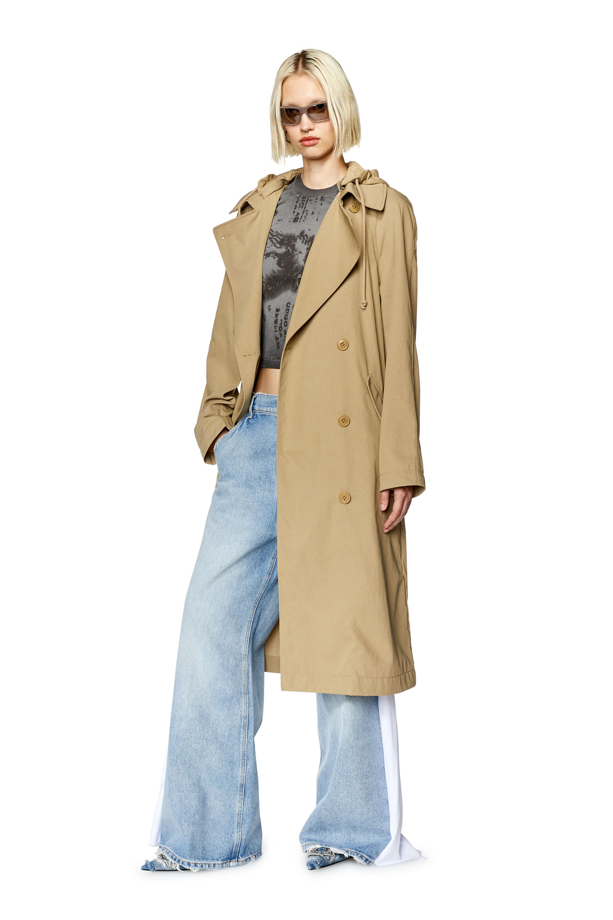 Women s Hybrid trench coat in technical fabric G MATTHEW FEM Diesel