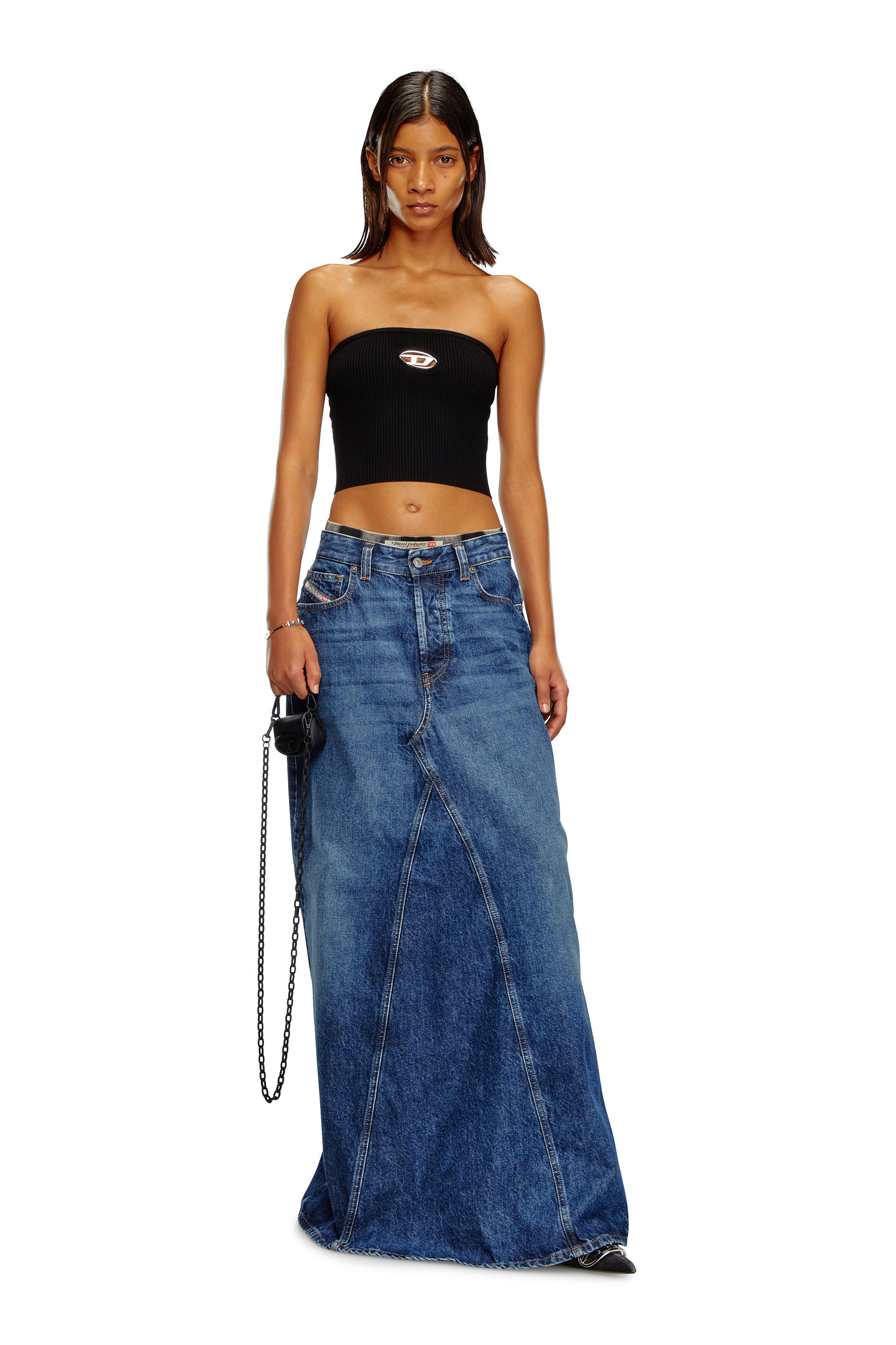 ★DIESEL★ M Clarksville Knit Top Black A130190DLAX9XX A1301 Diesel M-Clarksville-A logo-plaque Bandeau Top | Black