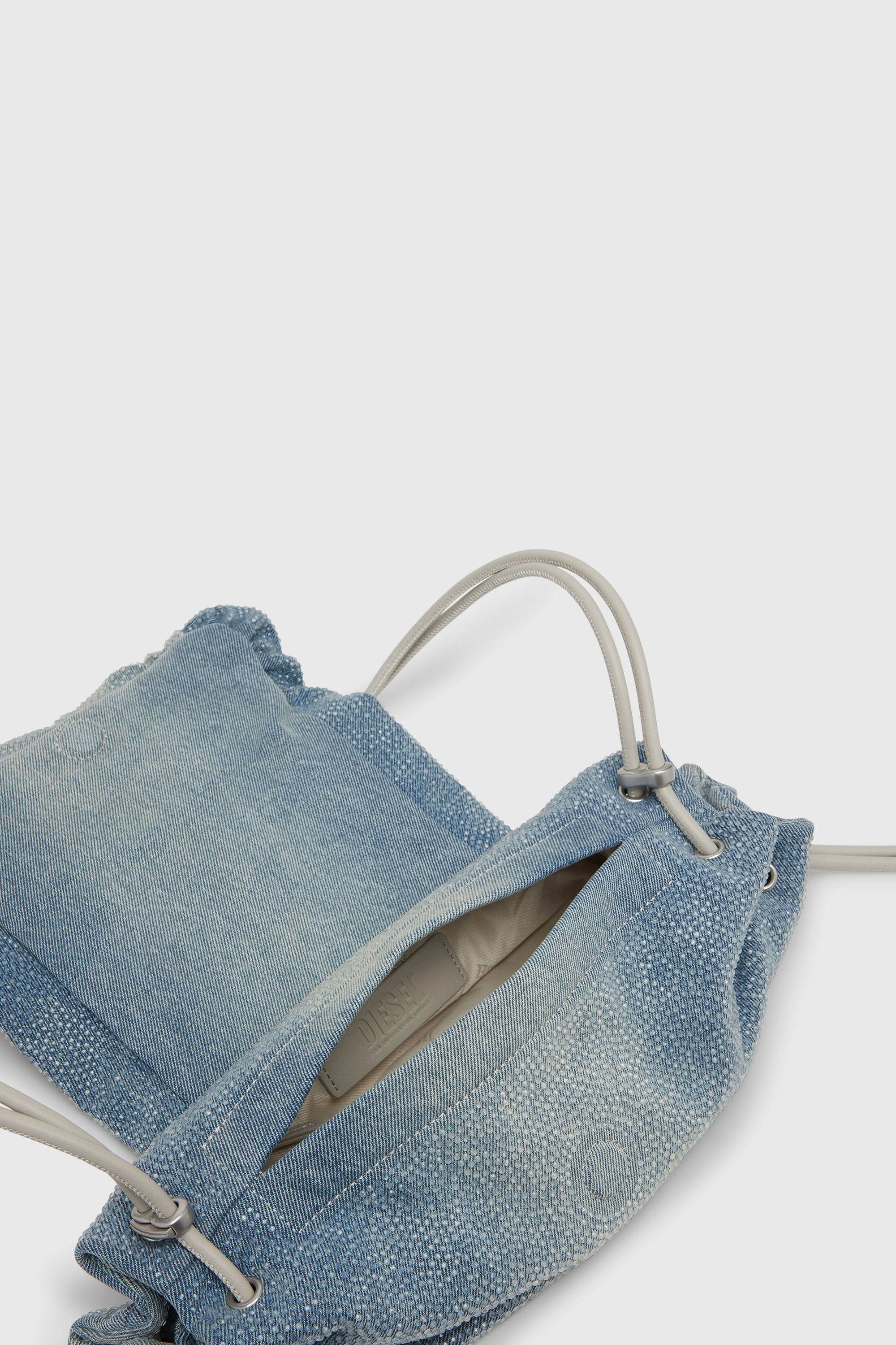 Diesel - SCRUNCH-D SHOULDER S, Woman's Scrunch-D - Shoulder bag in denim with transparent crystals in Blue - 4
