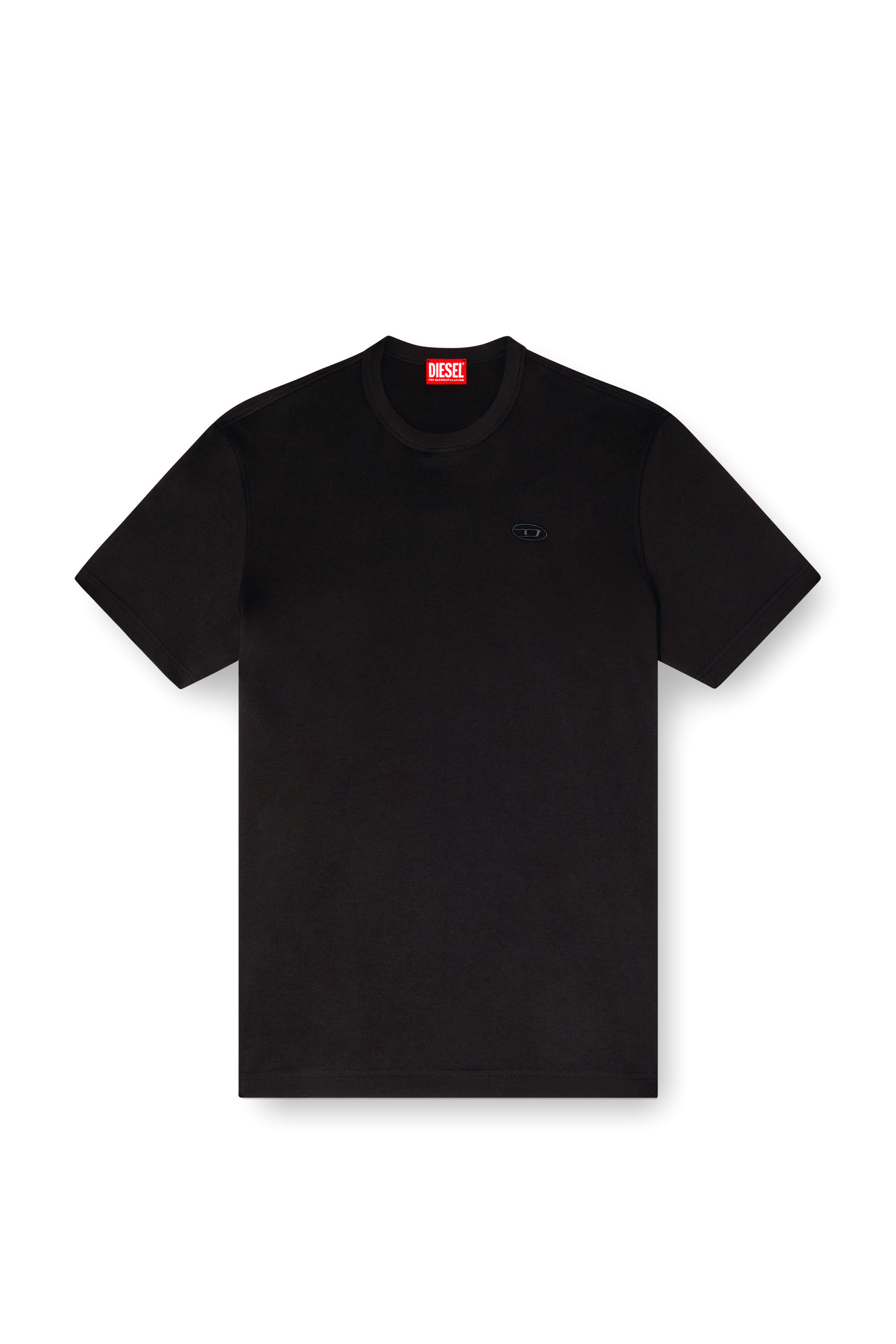 Men's T-shirt with tonal logo embroidery | Black | Diesel Men's T-shirt with tonal logo embroidery | Black | Diesel
