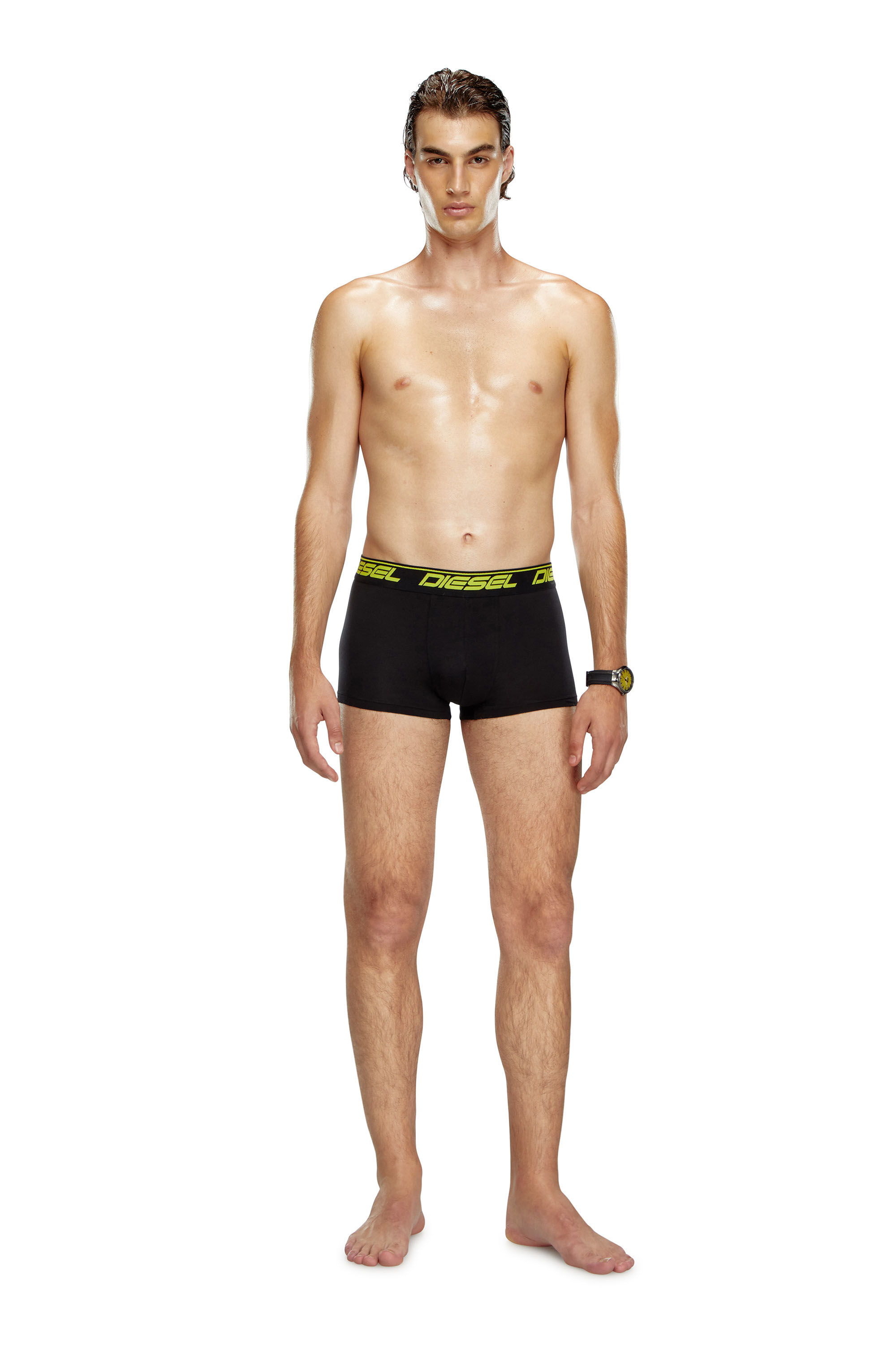 Diesel - UMBX-DAMIENTHREEPACK, Man's Three-pack cloudy-print boxer briefs in Black/Yellow - 1