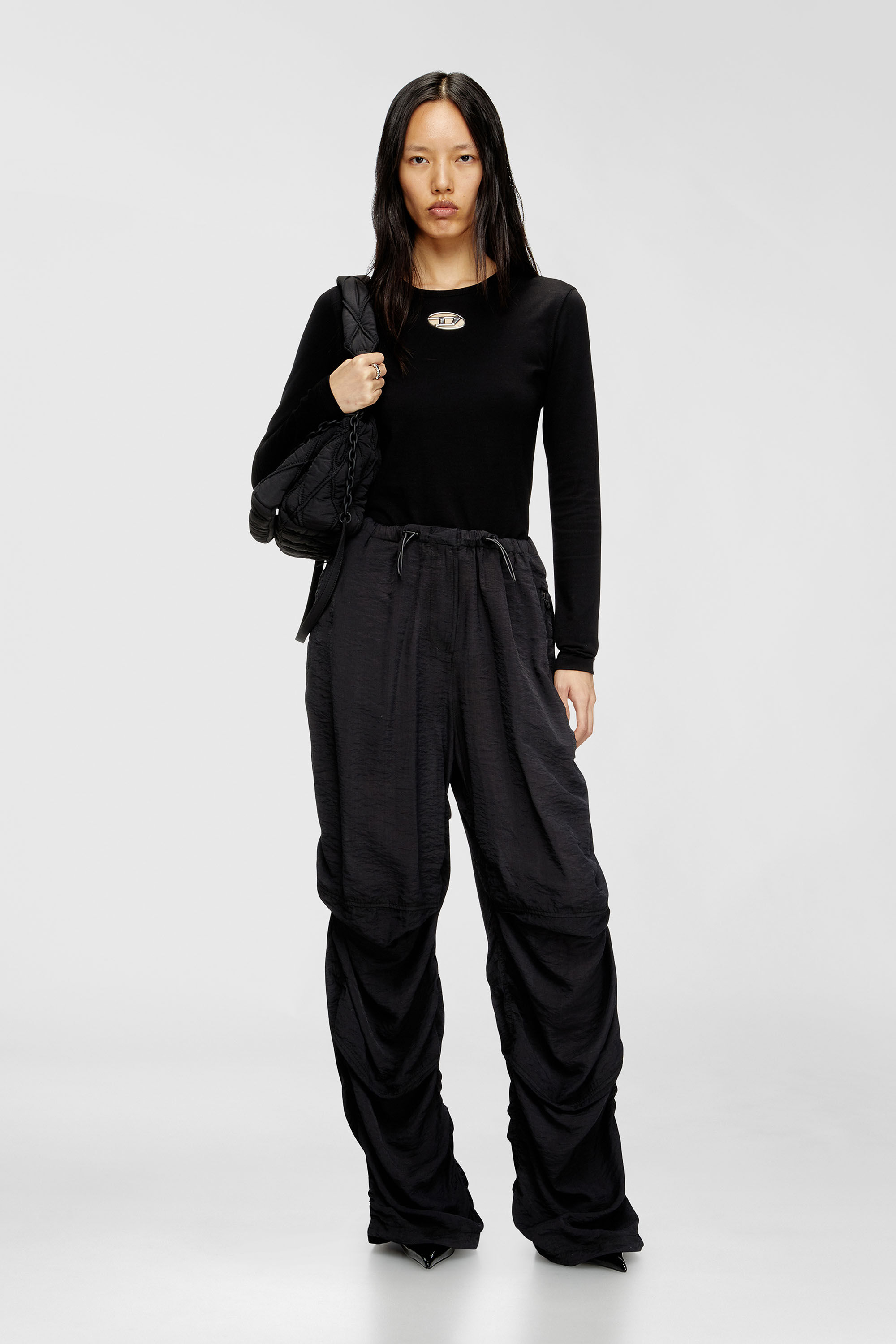 Diesel - T-UNCUTIE-LONG-LS-OD, Woman's Long-sleeve top with Oval D cut-out in Black - 1