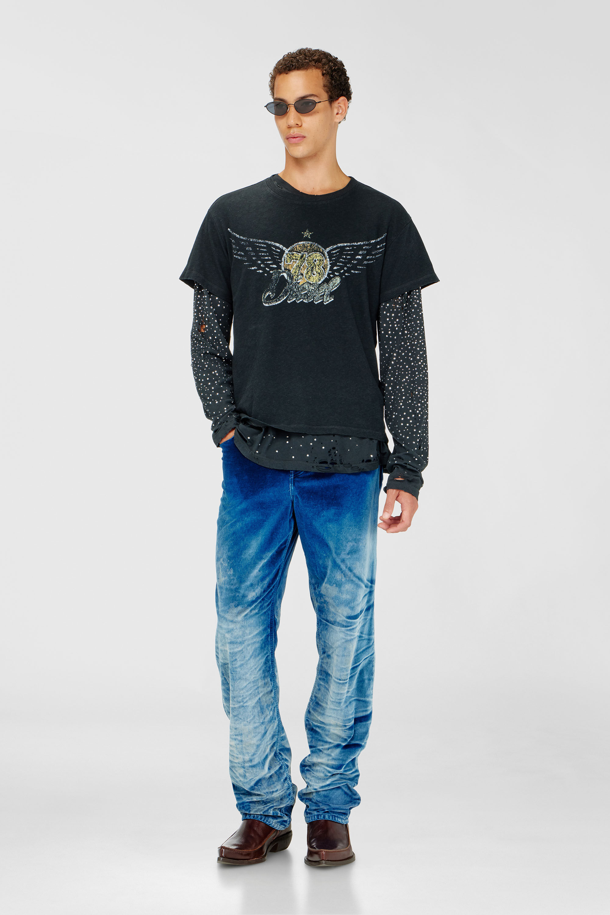 Diesel - T-GERIO-A, Man's Cotton-hemp T-shirt with concert graphics in Black - 1