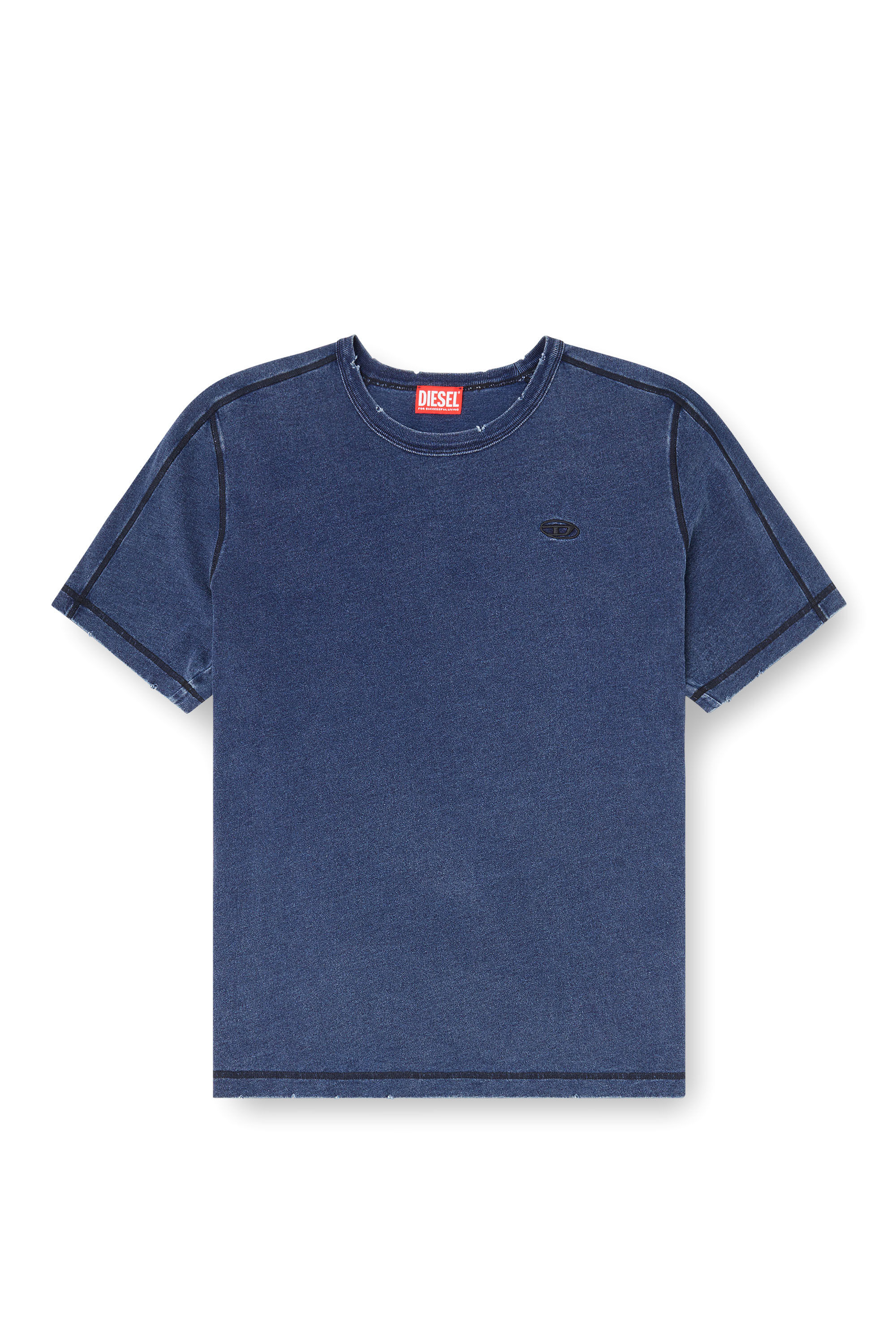 Men's Distressed T-shirt with denim effect | Blue | Diesel