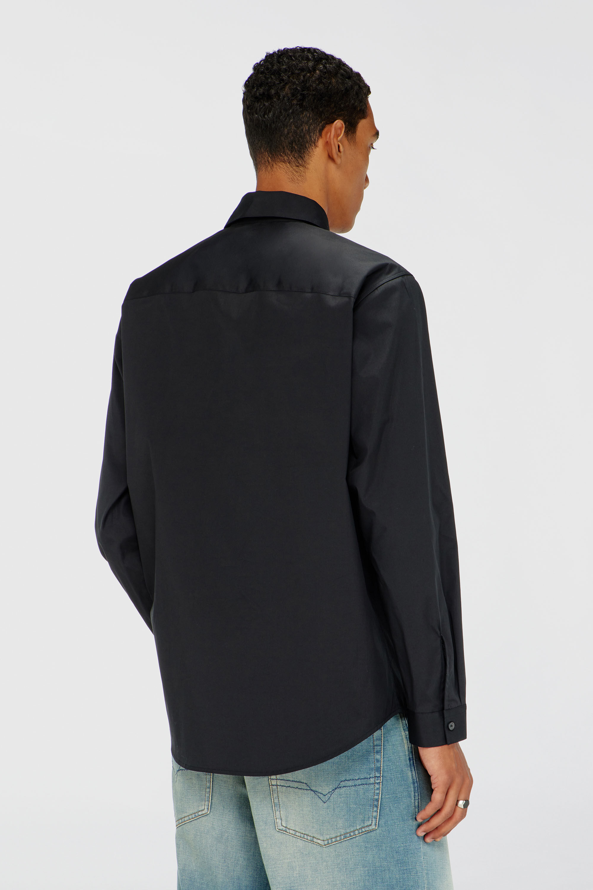Diesel - S-SIMPLY-GSBH, Man's Stretch poplin shirt with embroidery in Black - 4
