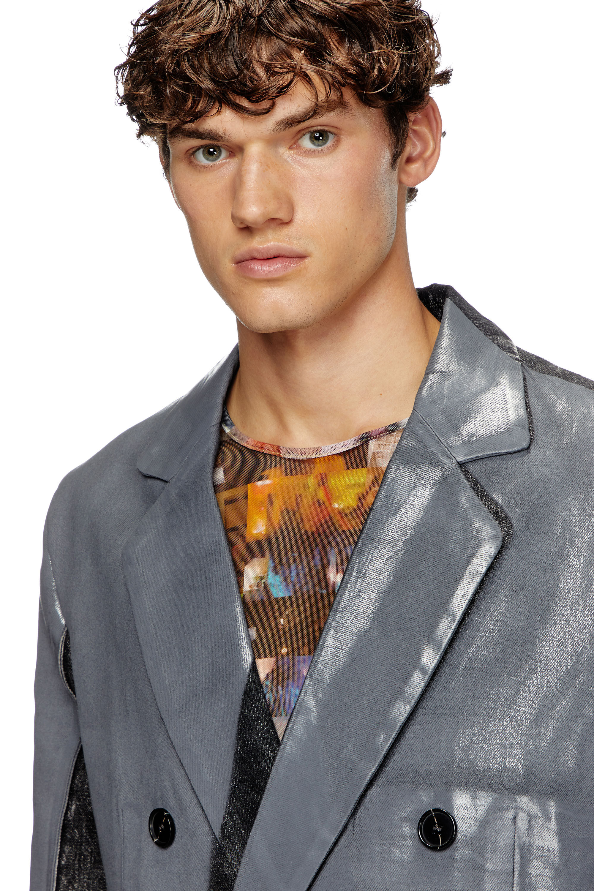 Men s Denim blazer with half coating Multicolor Diesel