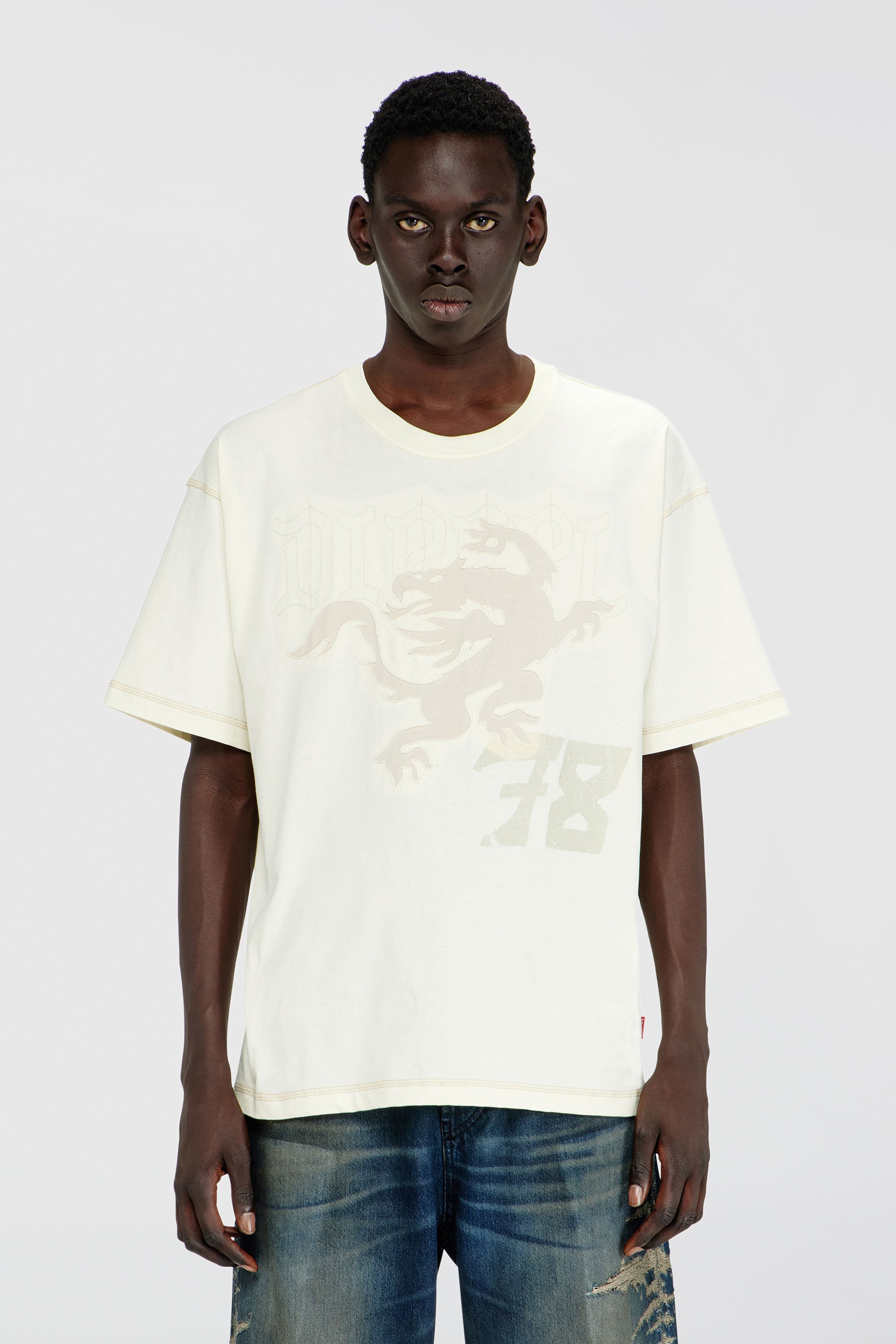 Diesel - T-BOXT-NOTCH, Man's Relaxed T-shirt with prints and embroderies in White - 3