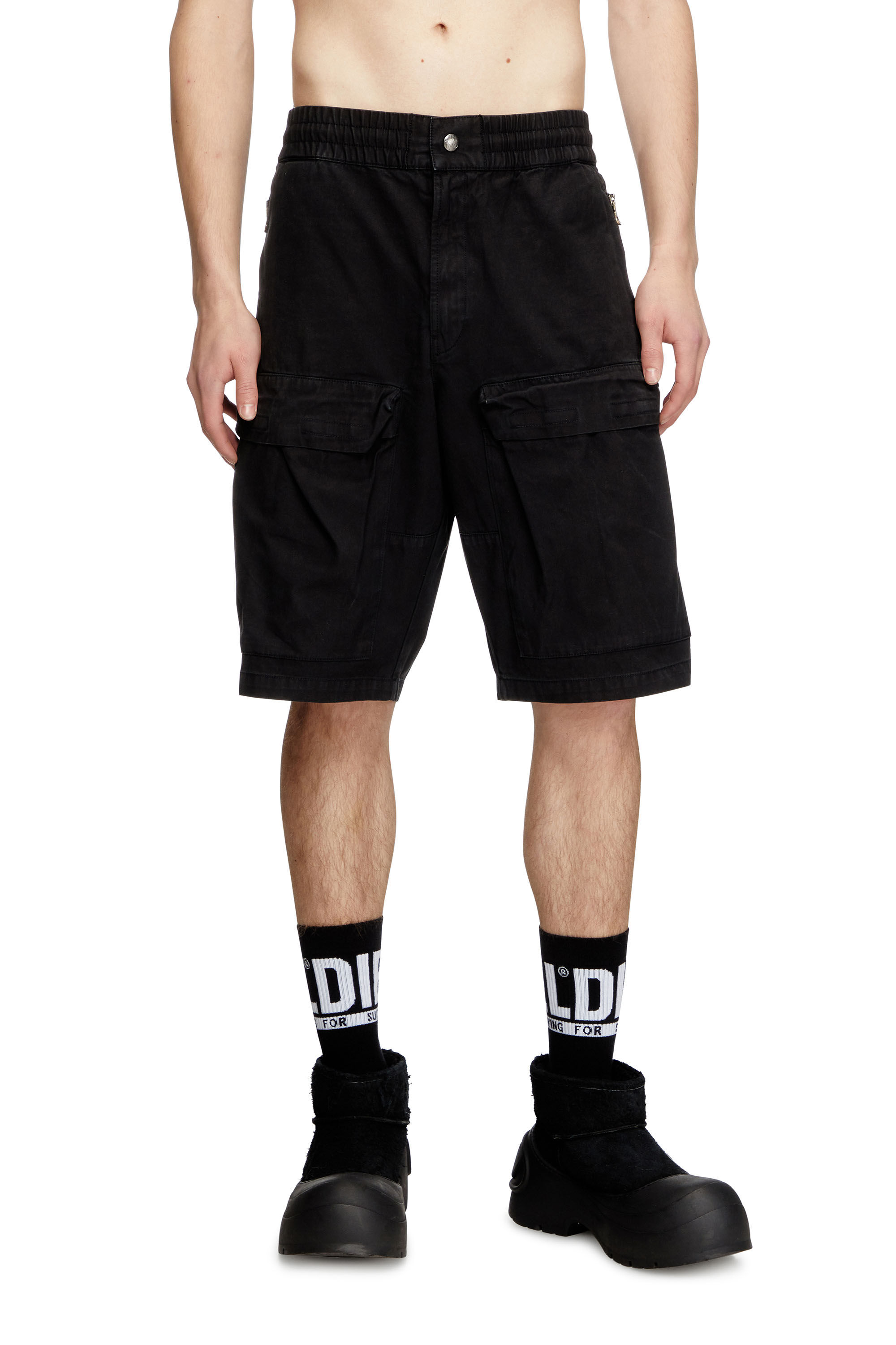 Men's Cargo shorts in faded organic cotton | Black | Diesel