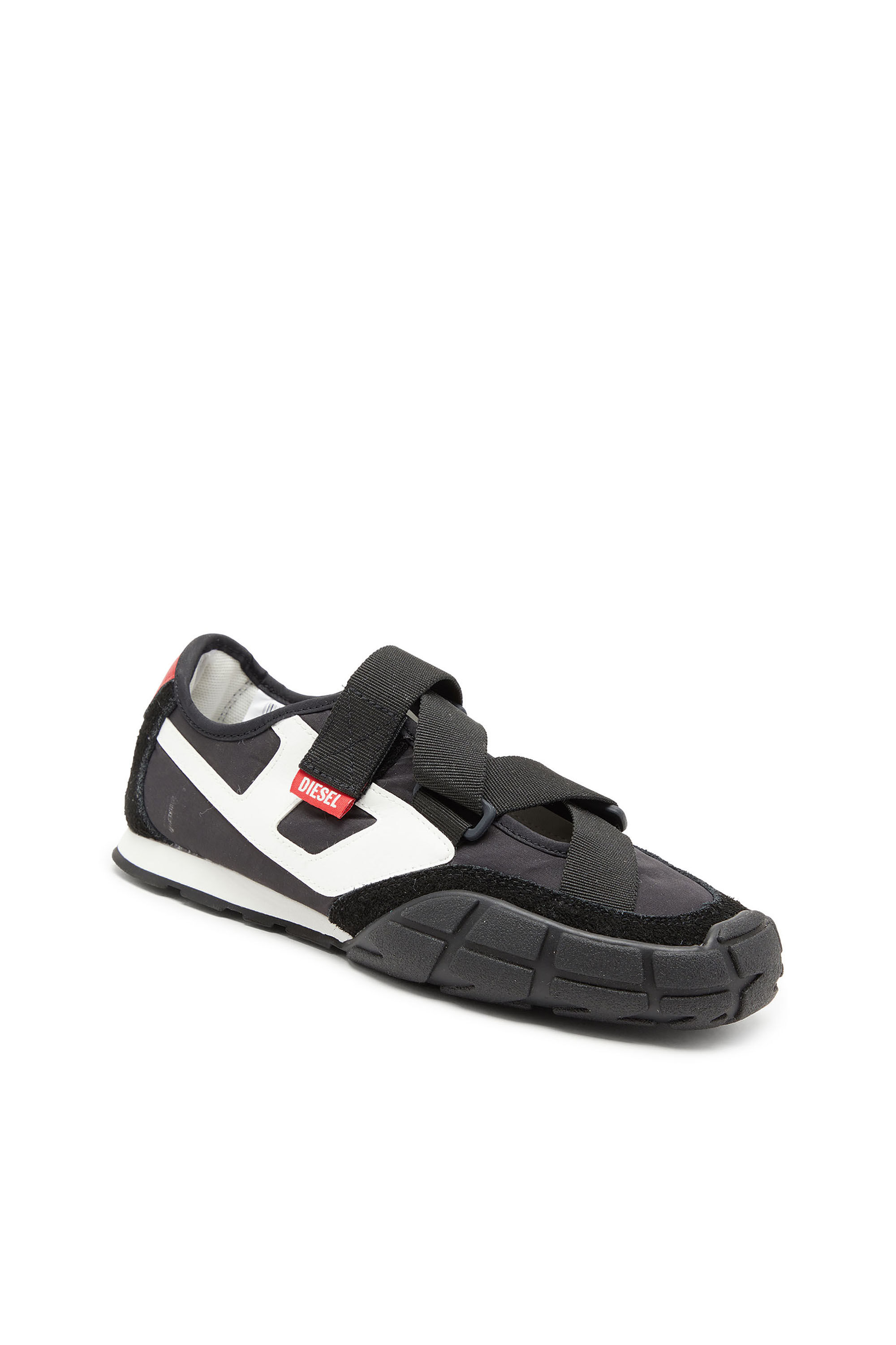 Diesel - S-PAGODHA SLIP-ON W, Woman's S-Pagodha-Tongue-free strap sneakers in ripstop in Black/White - 6