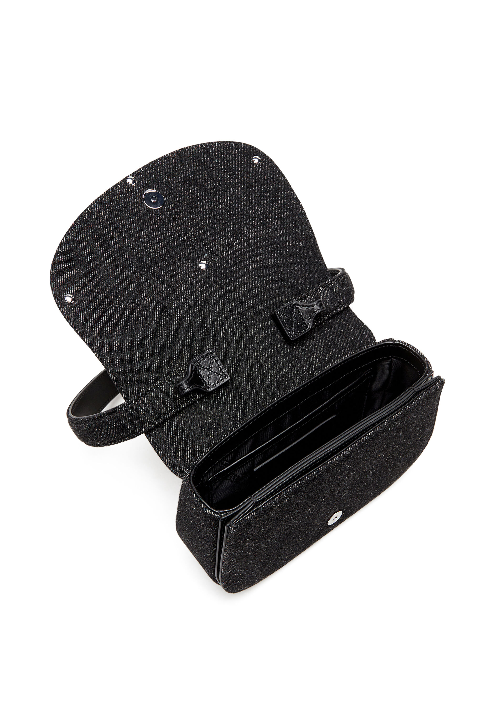 Women's 1DR-Iconic shoulder bag in washed denim | Black | Diesel