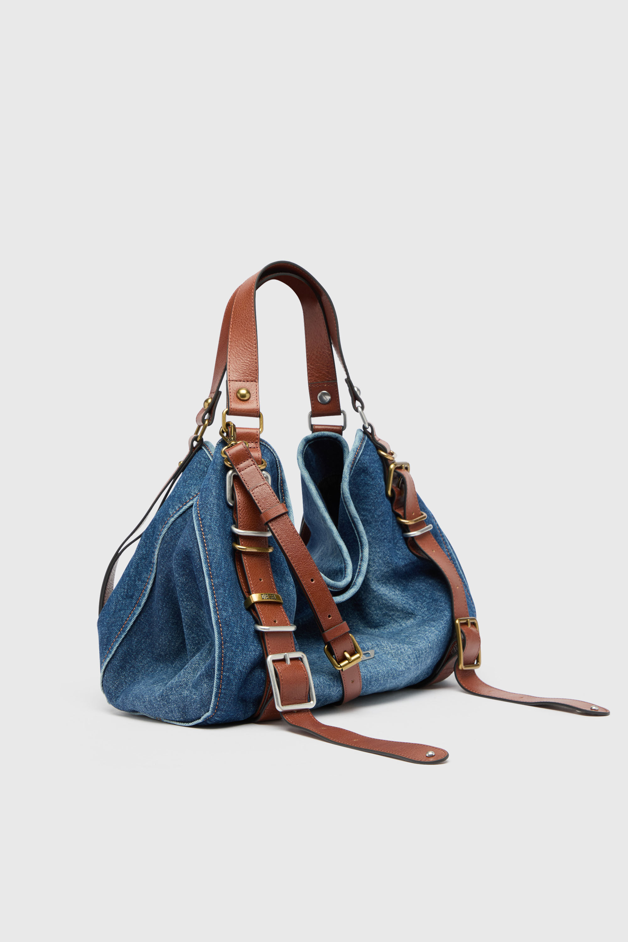 Diesel - D-ONE TOPHANDLE M, Woman's D-One-Medium top-handle bag in denim and leather in null - 3