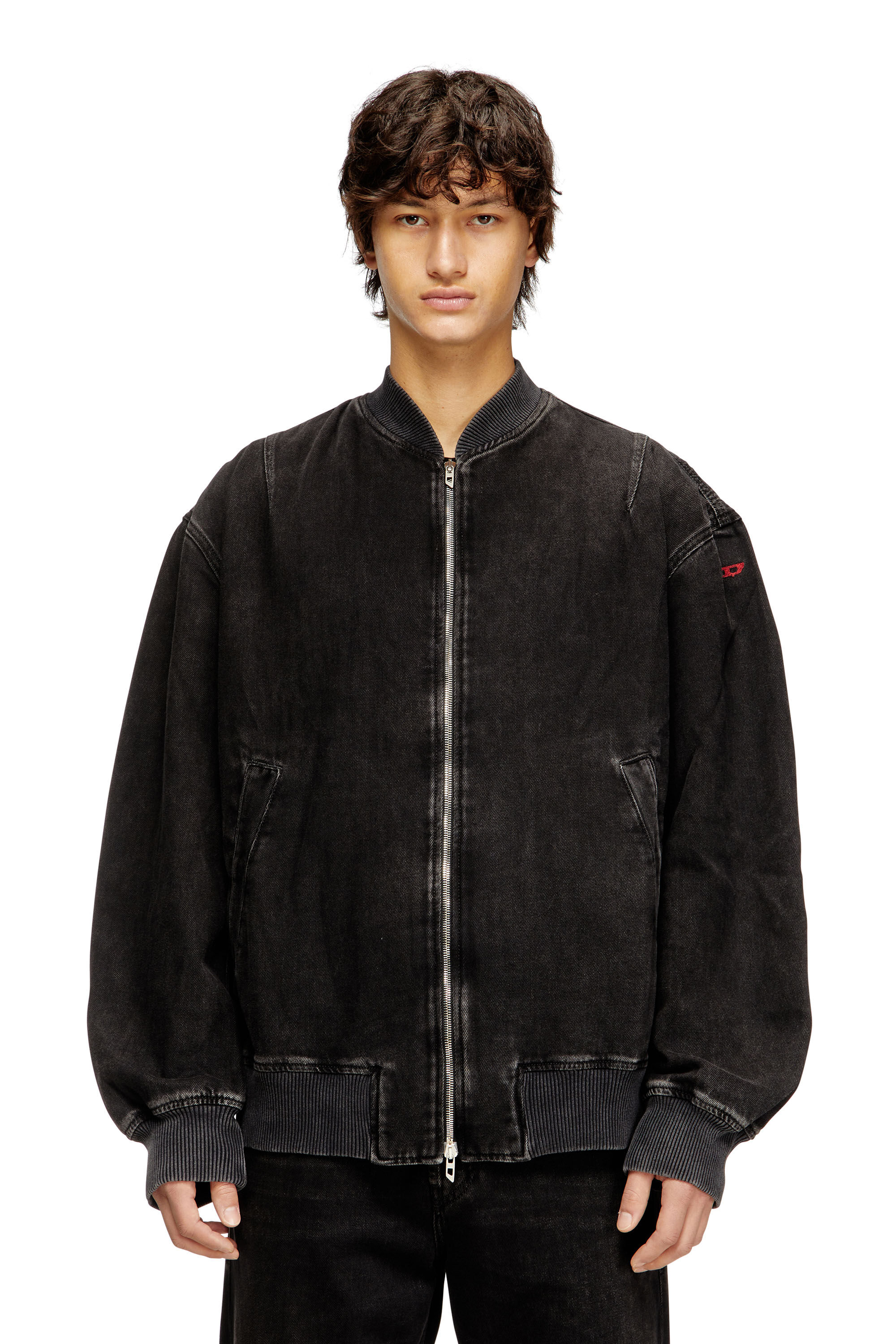 Men's Bomber jacket in clean-wash denim | Black | Diesel