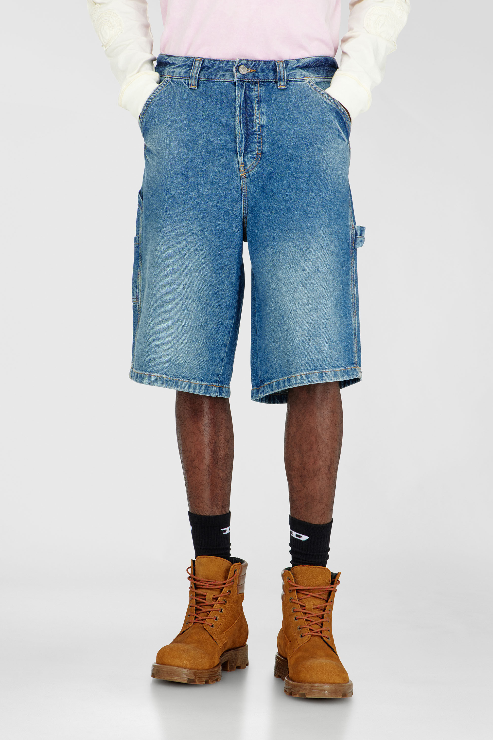 Men's Utility-style denim shorts | Blue | Diesel HU