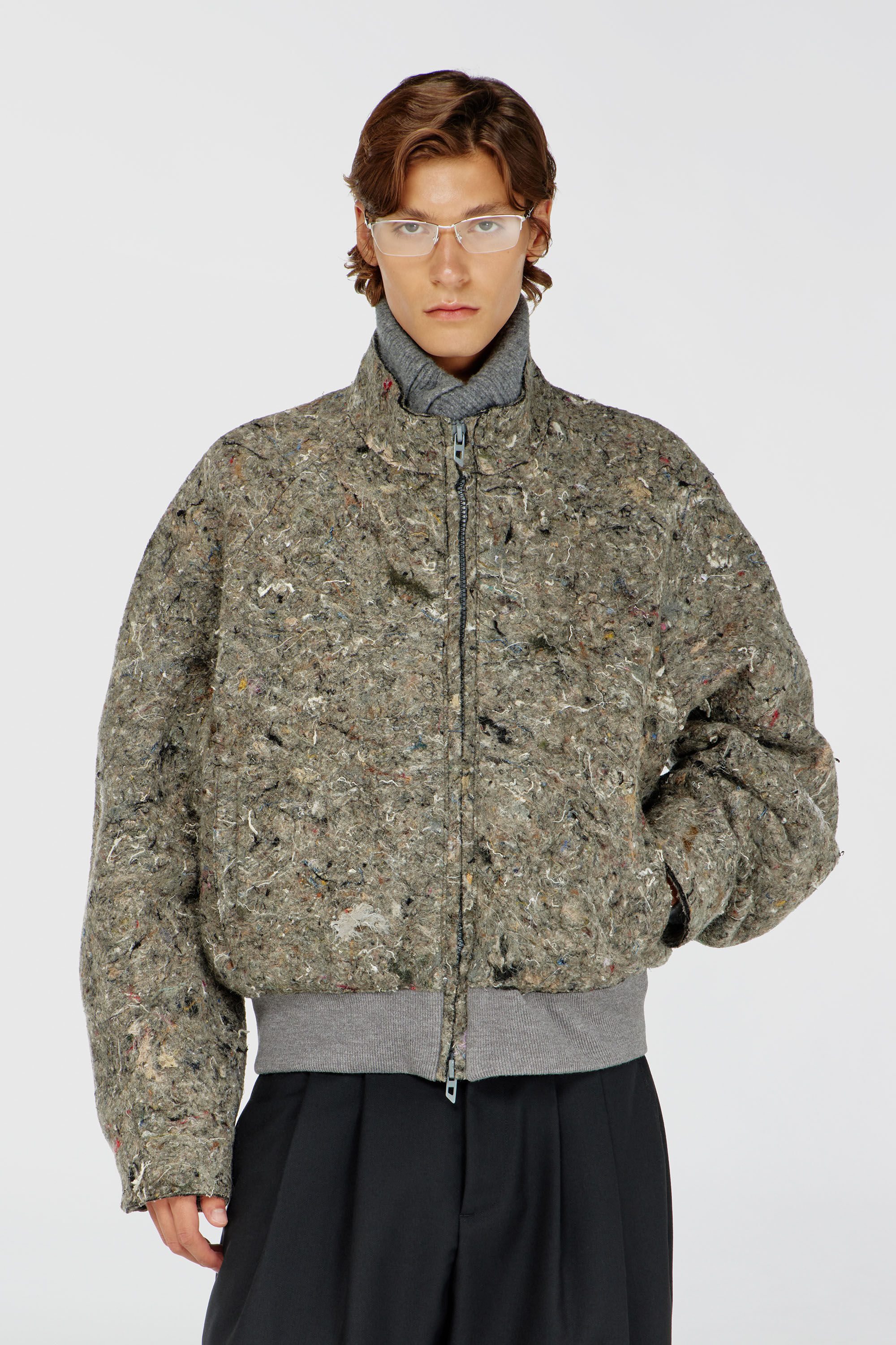 Diesel - J-DISTEM, Man's Upcycled felted jacket in Grey - 3