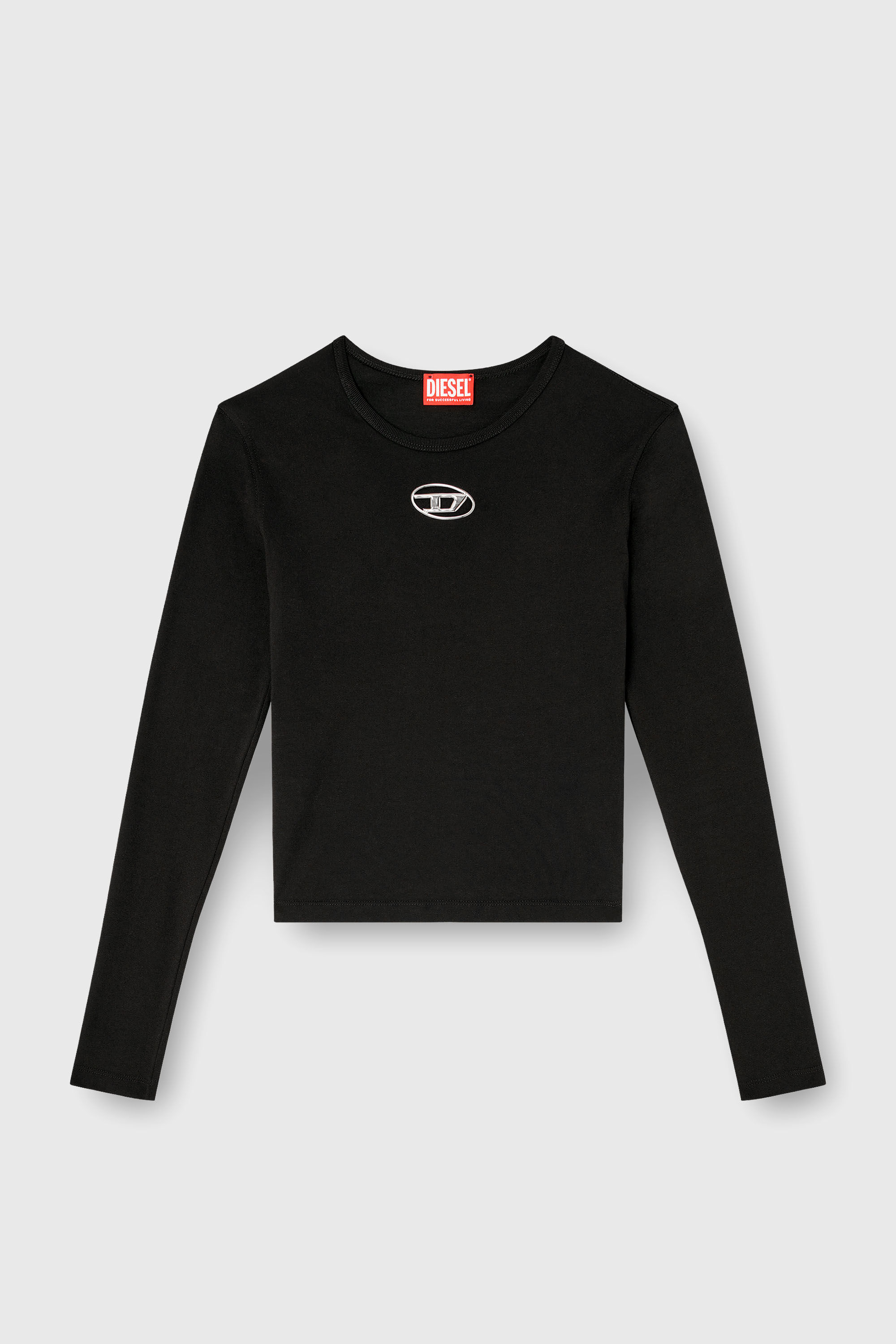 Diesel - T-UNCUTIE-LONG-LS-OD, Woman's Long-sleeve top with Oval D cut-out in Black - 2