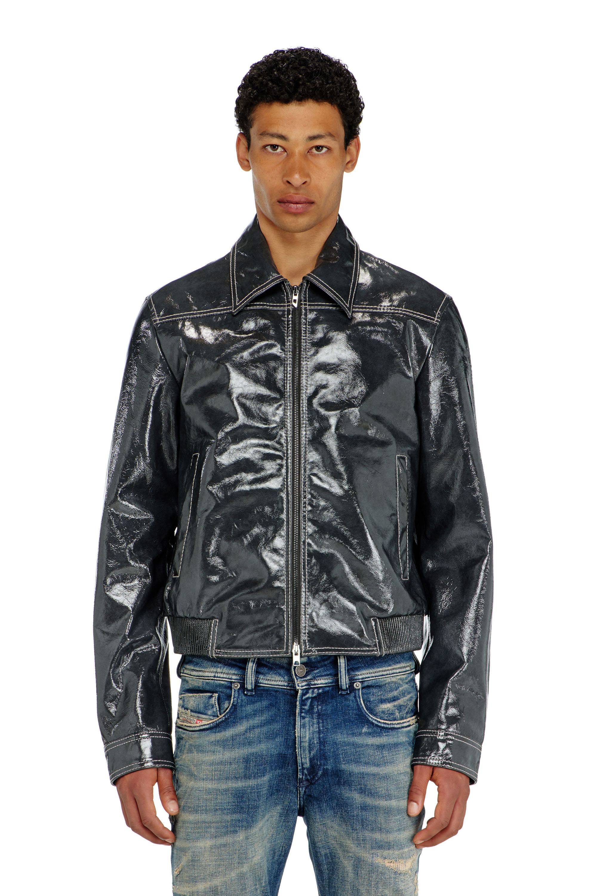 Men's Patent-leather jacket | Grey | Diesel