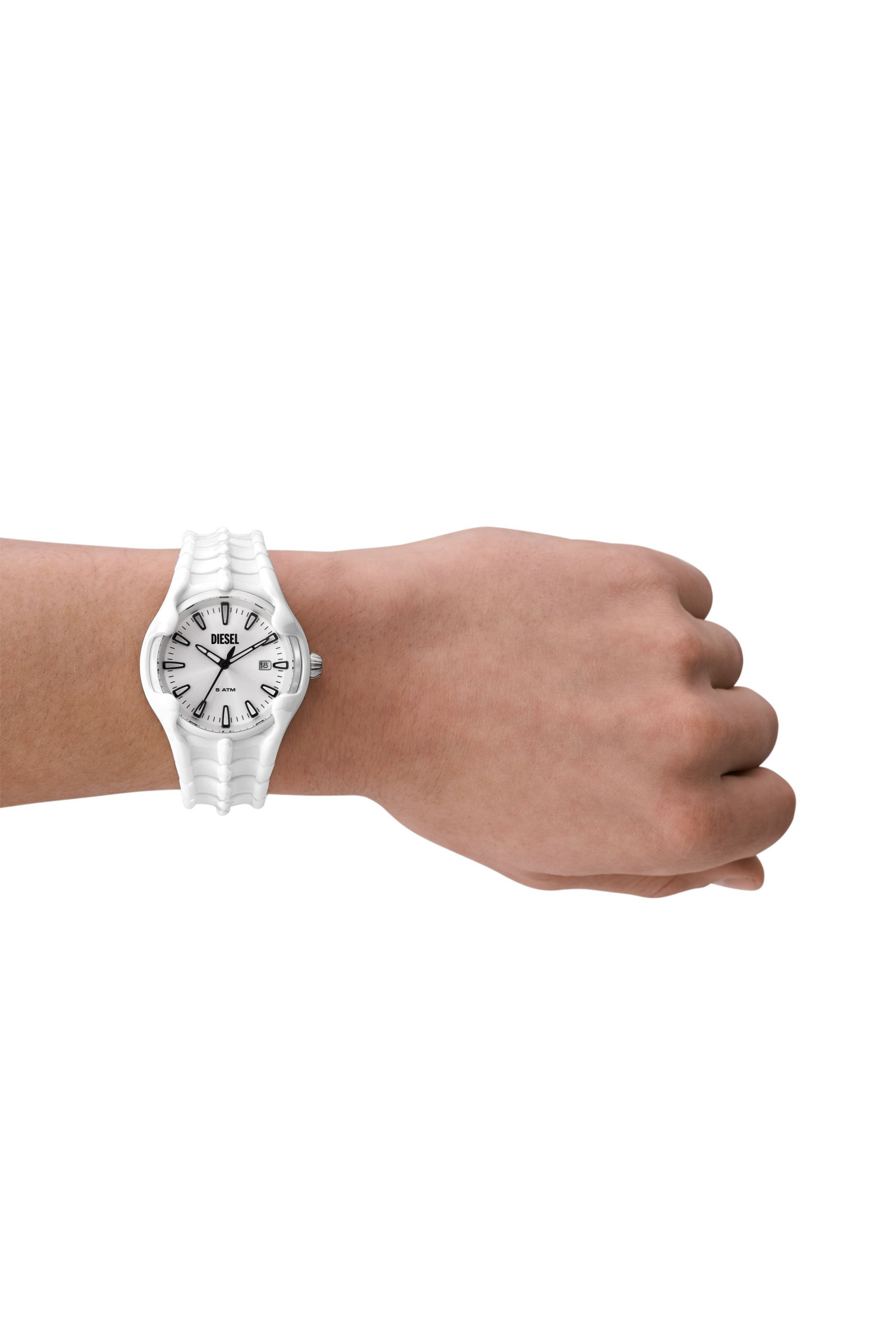 Men's Vert three-hand date white ceramic watch | White | Diesel