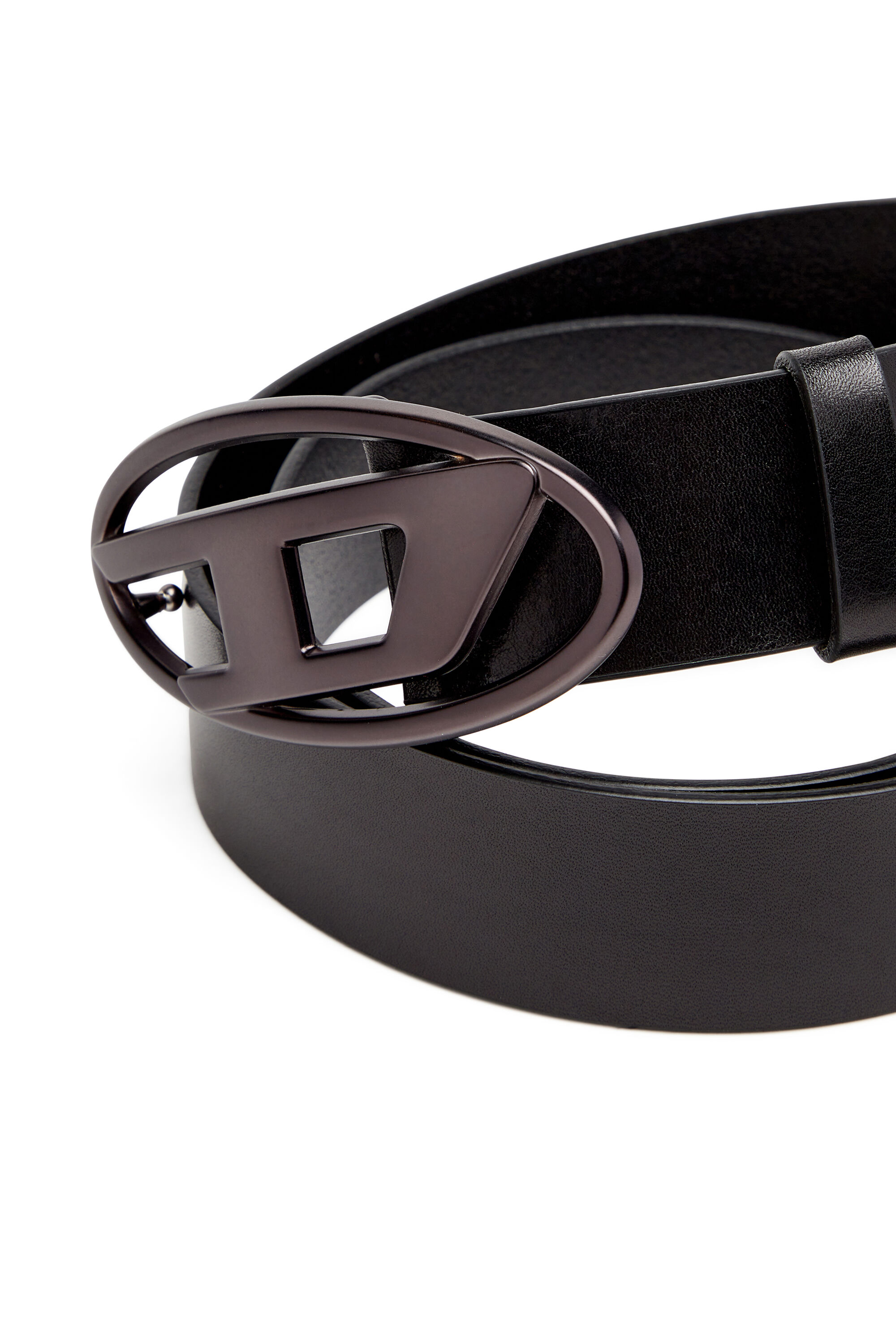 Women's 3.9cm leather belt with metallic Oval D buckle | Black