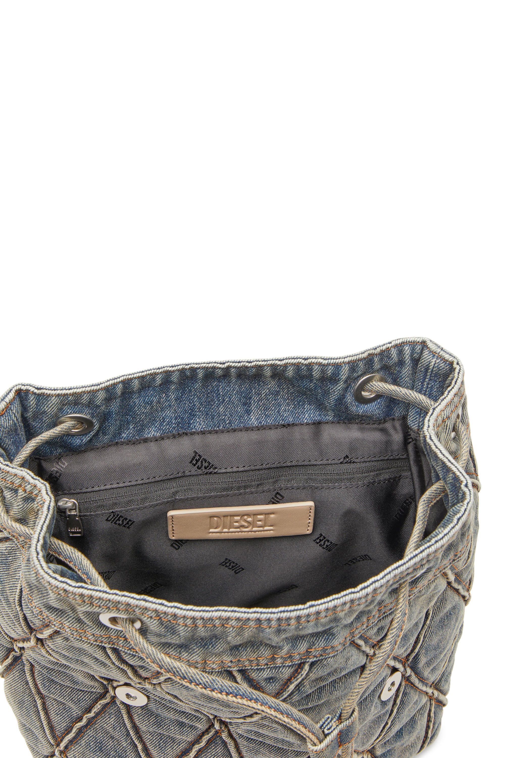 Women's Charm-D S-Backpack in Argyle quilted denim | Blue | Diesel