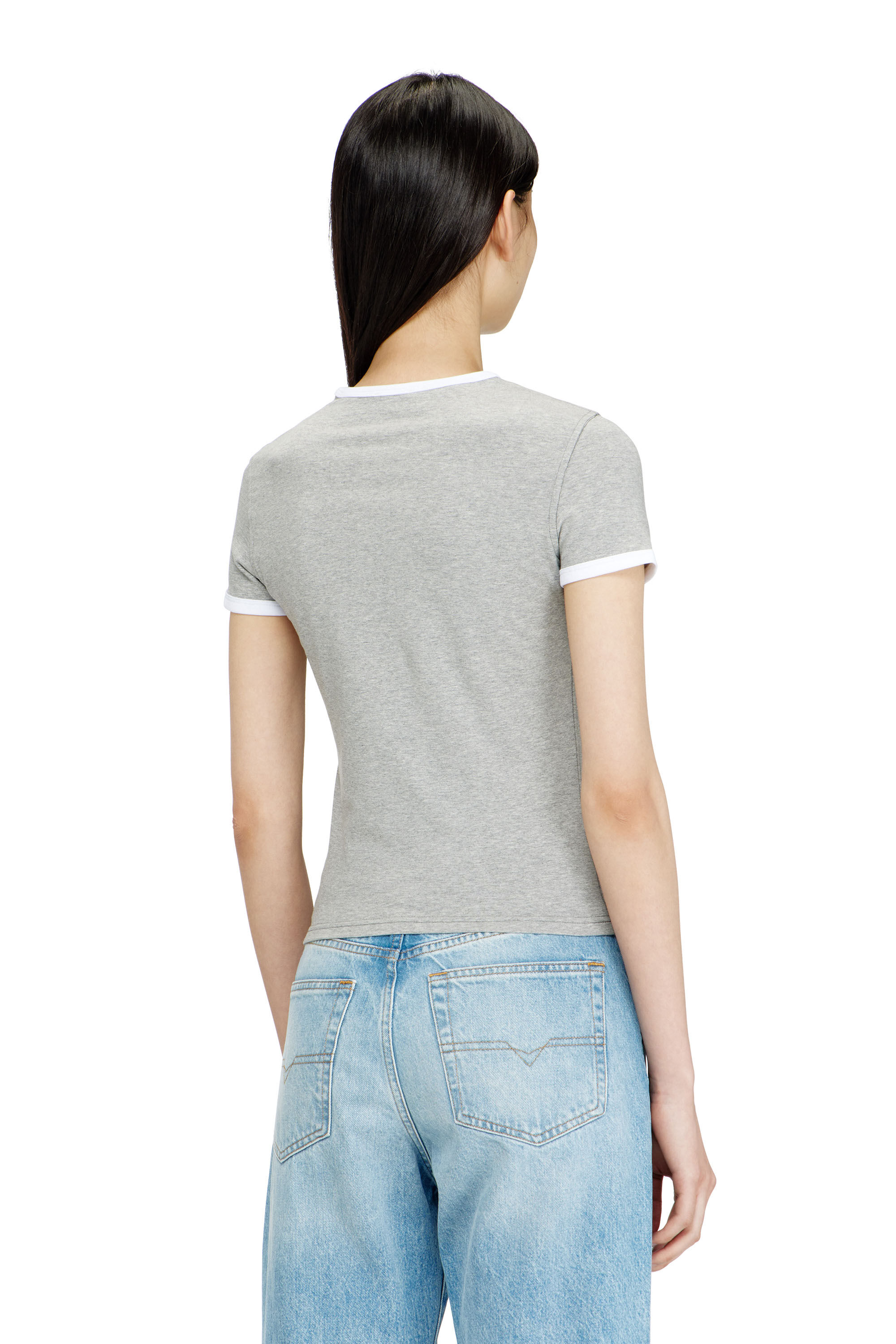 小物 DIESEL Size85/34 MADE IN ROMANIA Women's Slim ring T-shirt with dolphin print | Grey | Diesel