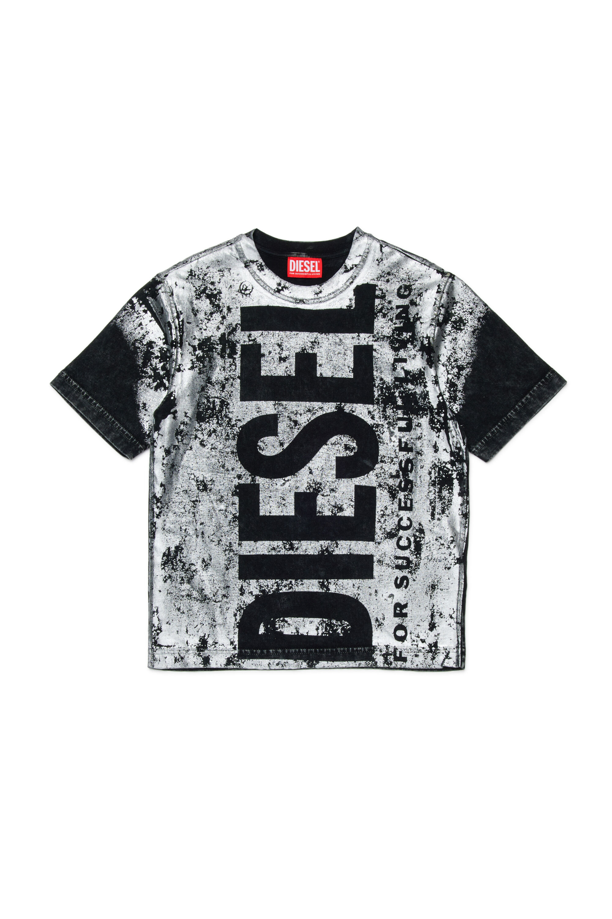 Boy'sT-shirt with chalk-effect print | Black | Diesel HU