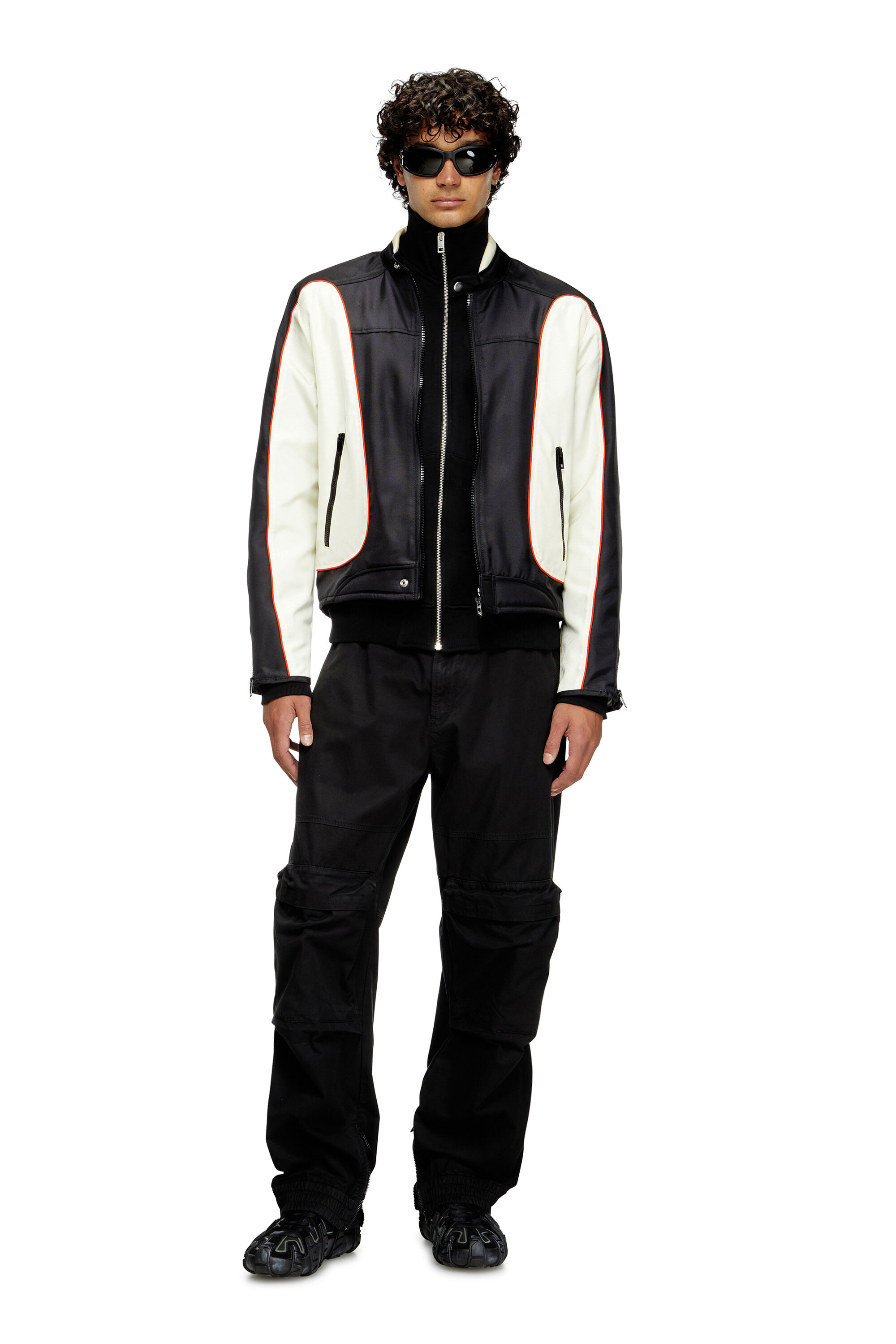 ジャケット・アウター Diesel Jacket J-Red Slim Fit Nylon Biker Men's Biker jacket in colour-block canvas | Multicolor | Diesel