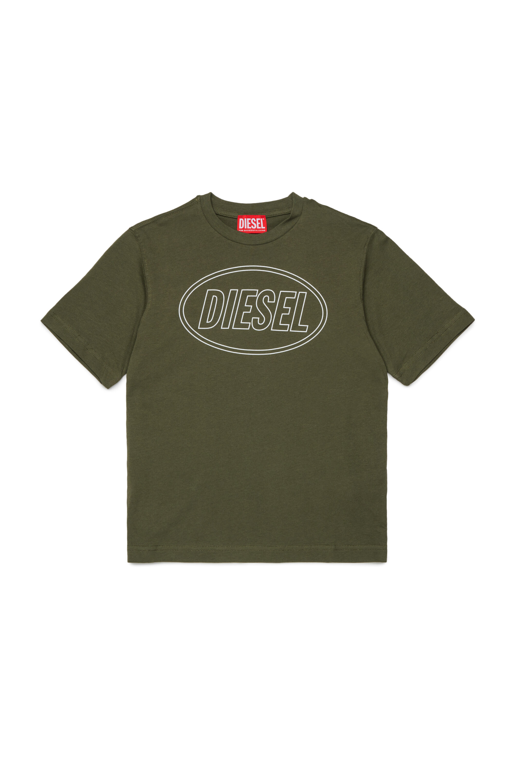 Diesel - TCIRCLE OVER, Man's Cotton T-shirt with Diesel print in Military Green - 1