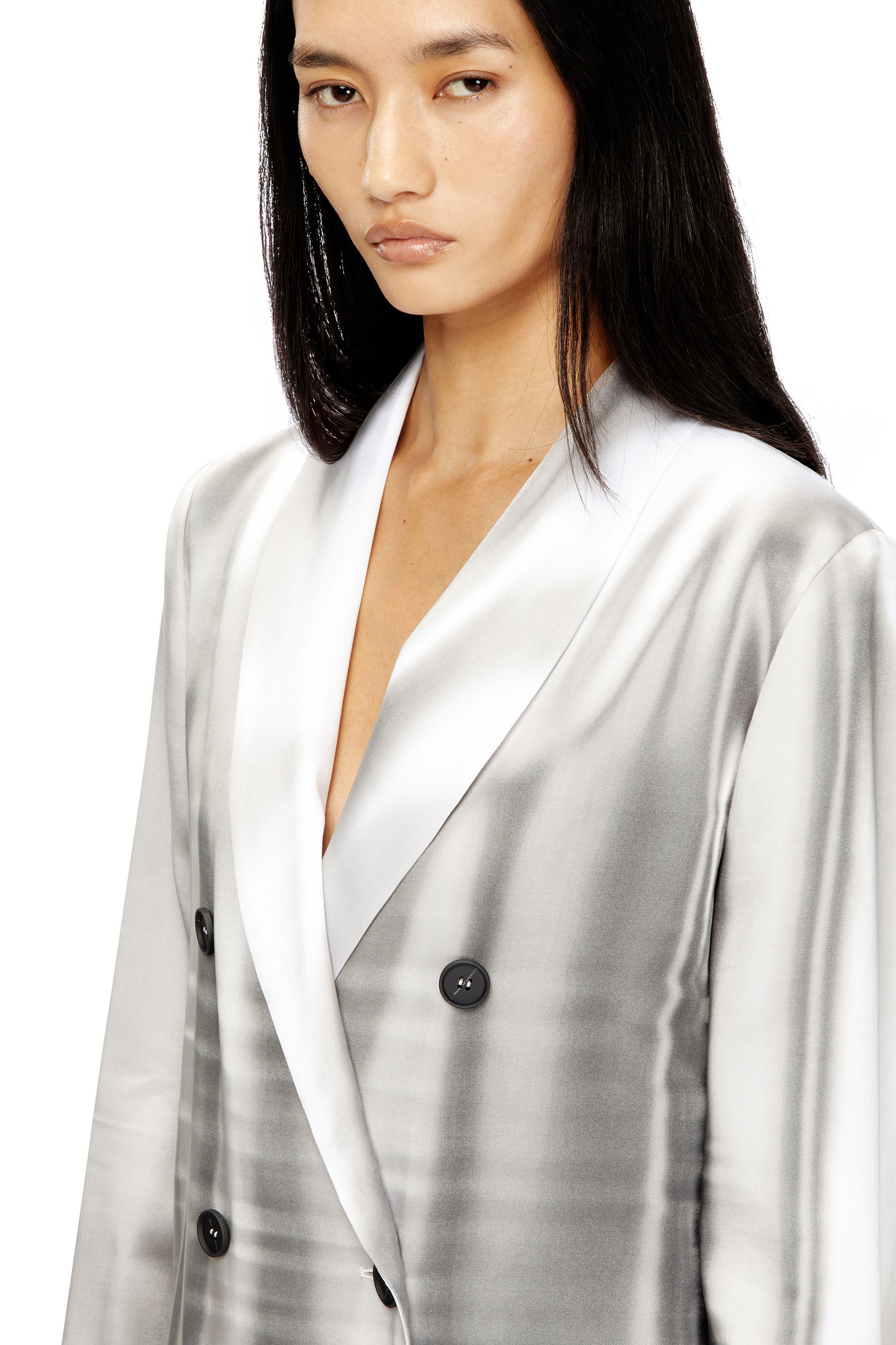 Women's Satin blazer with trompe l'oeil draping | Multicolor