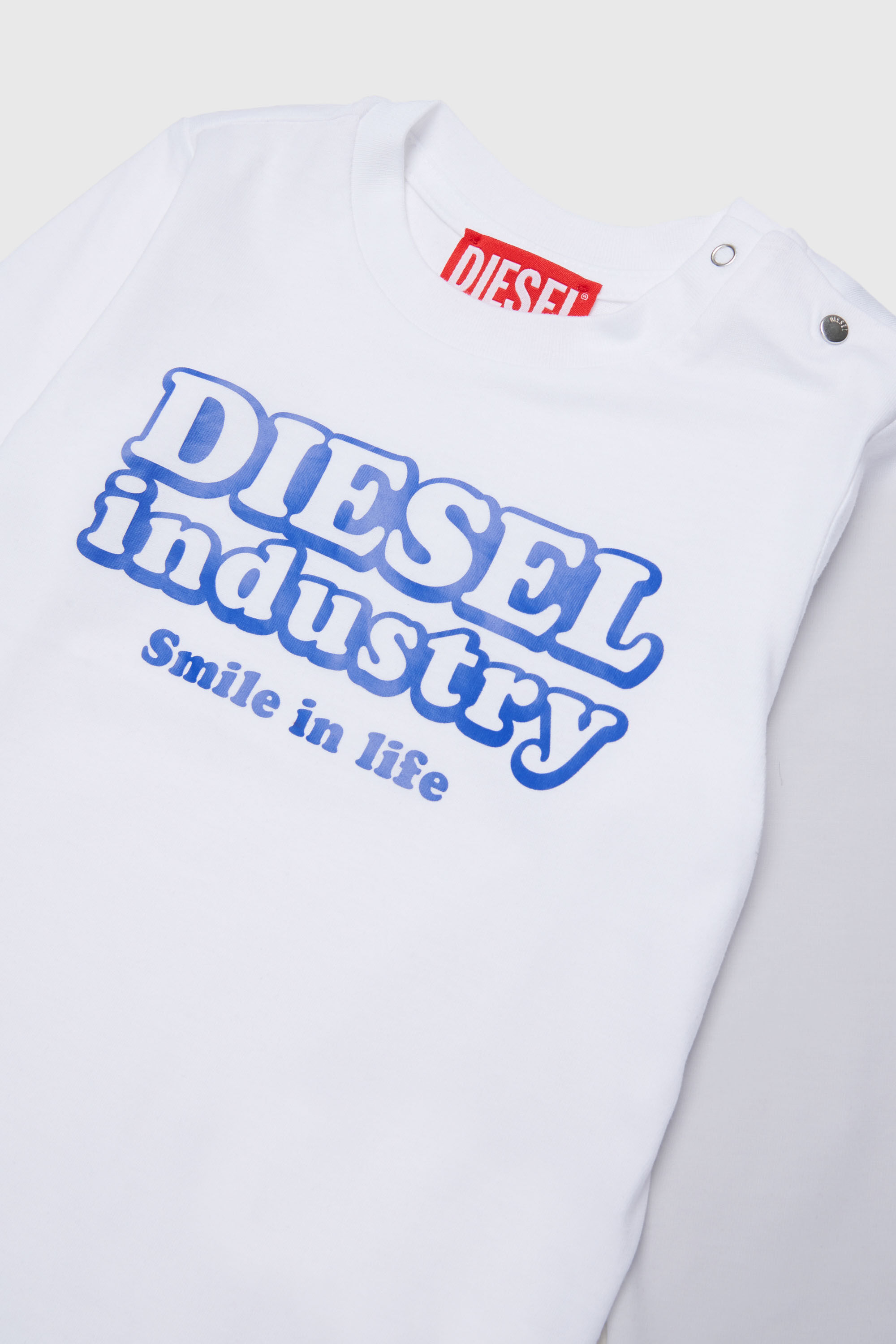 Diesel - TLODIMB, Man's Long-sleeve T-shirt with Diesel Industry print in White - 3