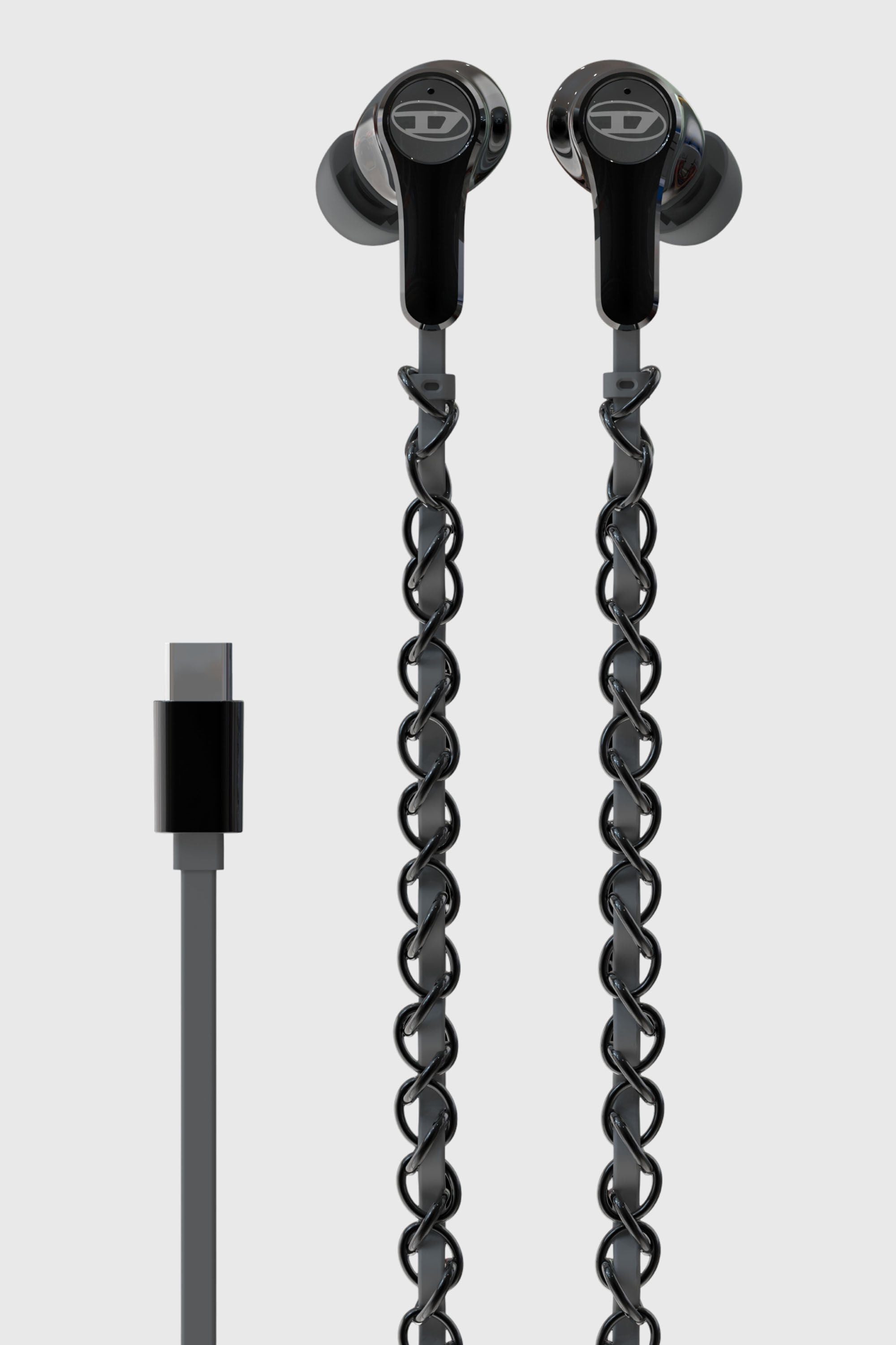Diesel - 60686 WIRED EARBUDS WIRED EARBUDS, Unisex's Black wired earbuds and charms in Black - 2