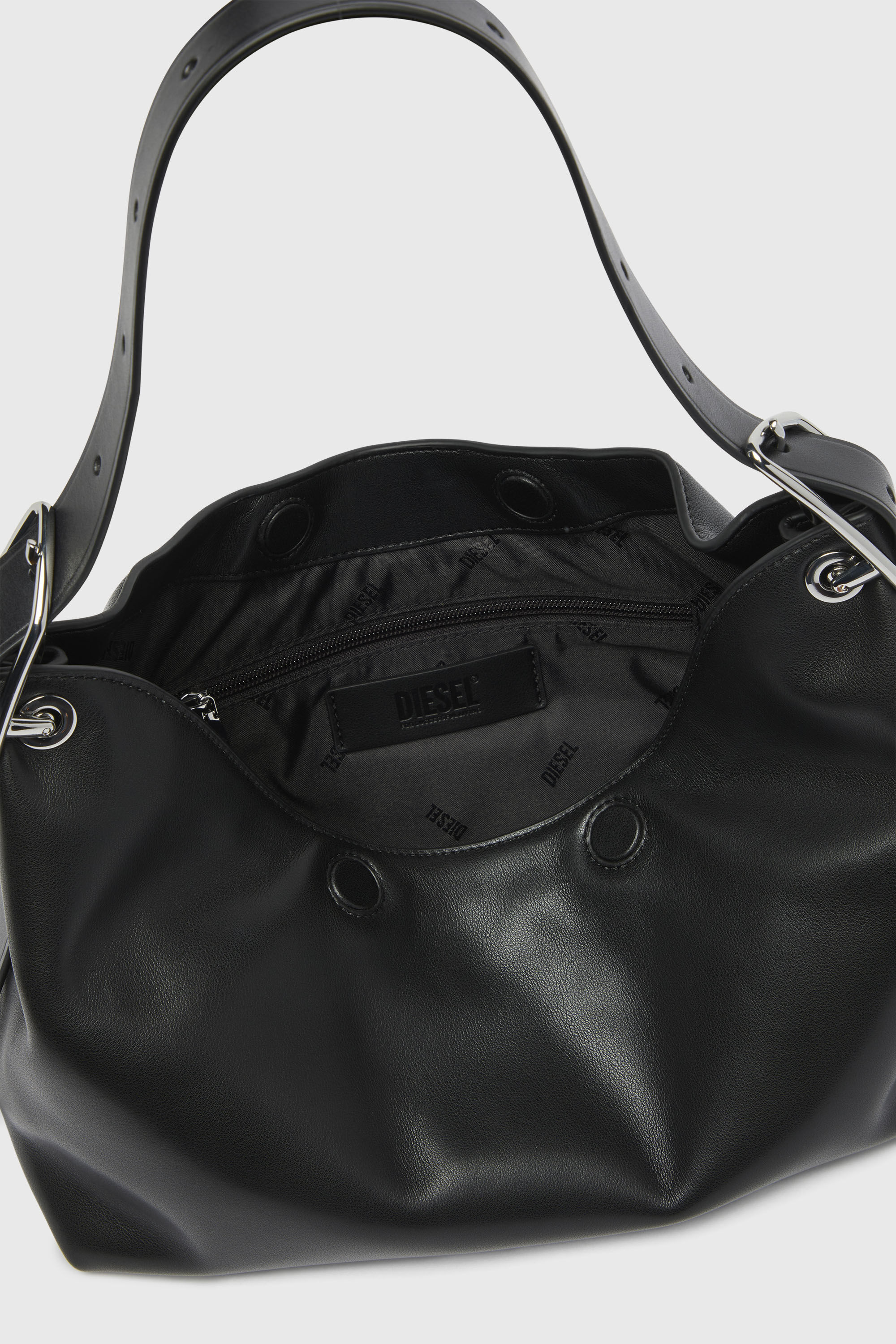 Women's D-Line-Leather shoulder bag | Black | Diesel {{Country}}