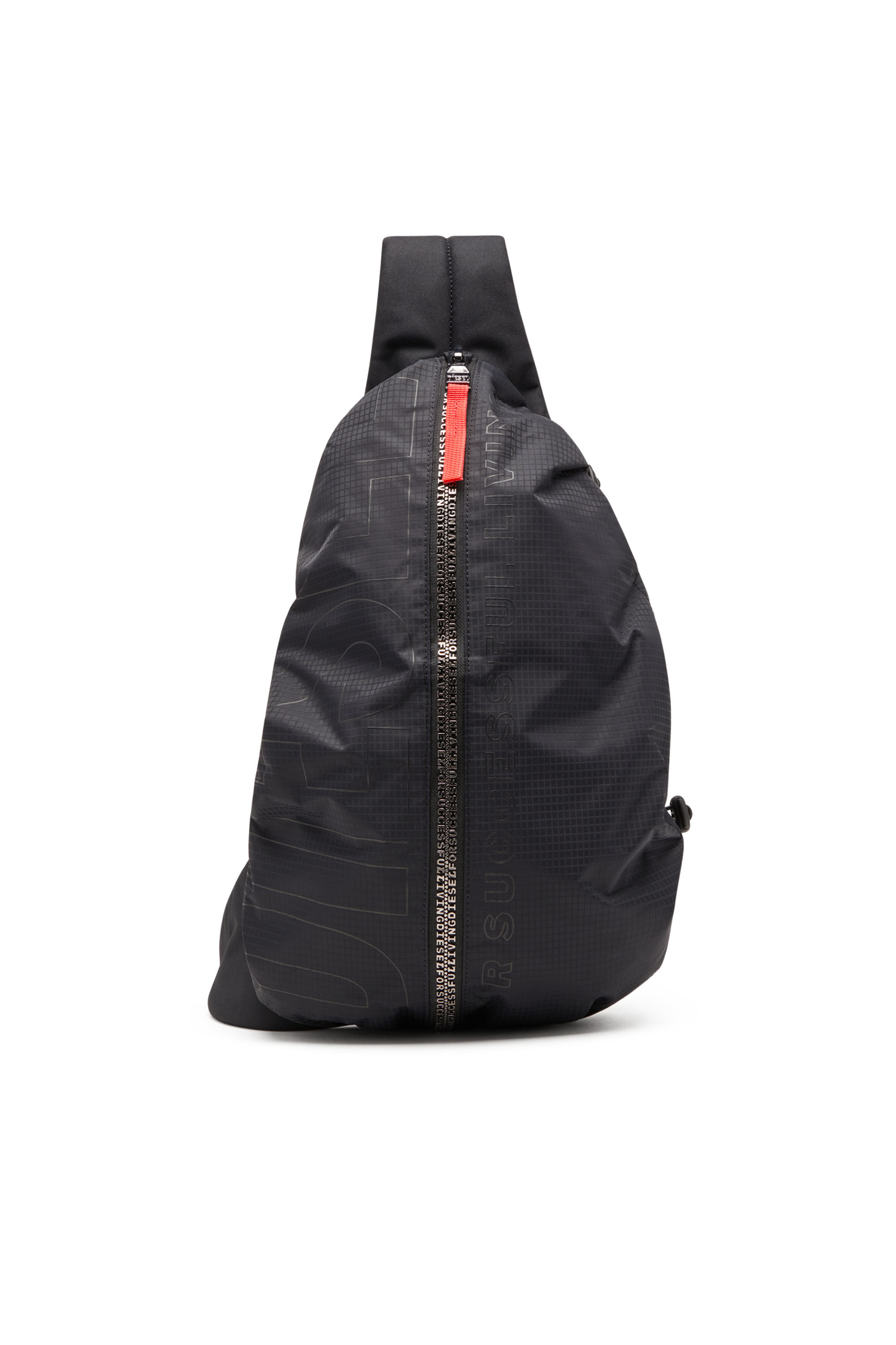バッグ 126710 Men's Zip-D-Sling backpack in check-jacquard shell | Black | Diesel