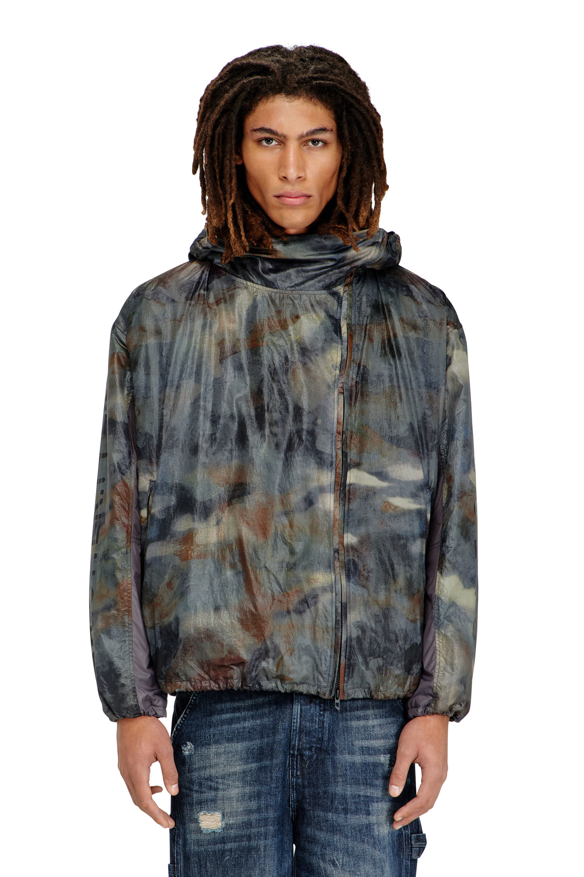 Men's Windbreaker with abstract print | Multicolor | Diesel HU