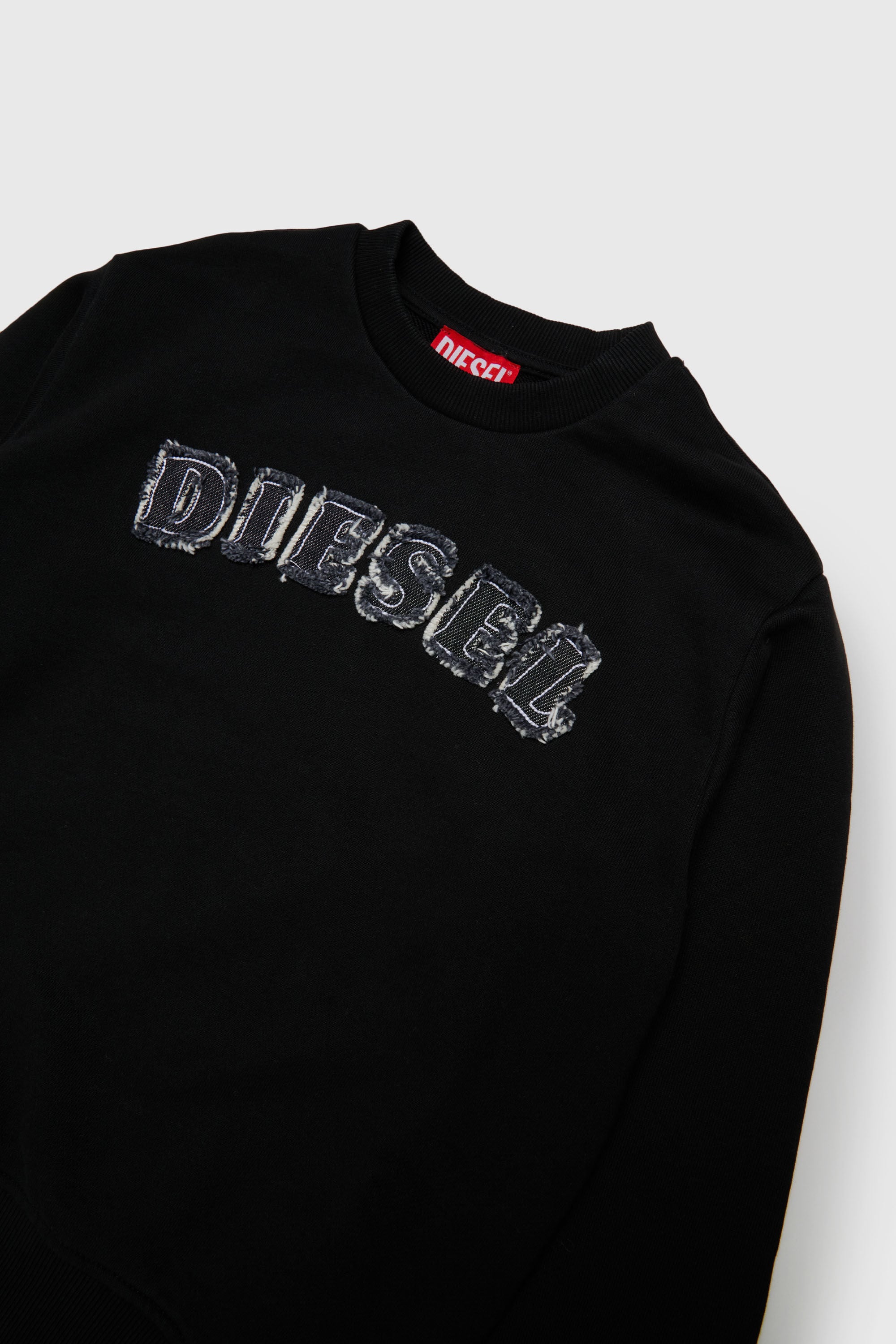 Diesel - SJEANS OVER, Man's Sweatshirt with frayed logo letters in Black - 3